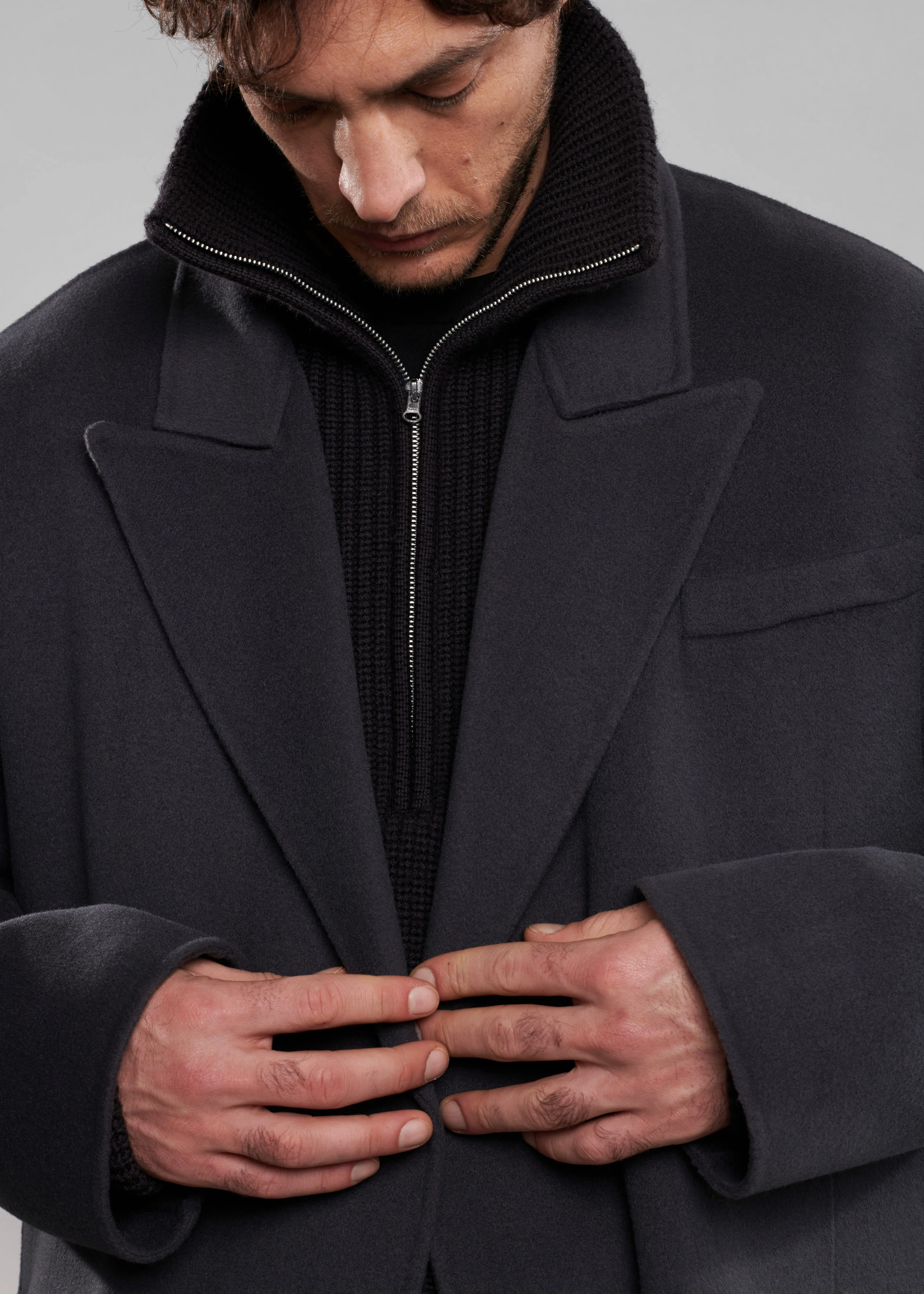 Paxton Wool Coat - Dark Grey - Image 6