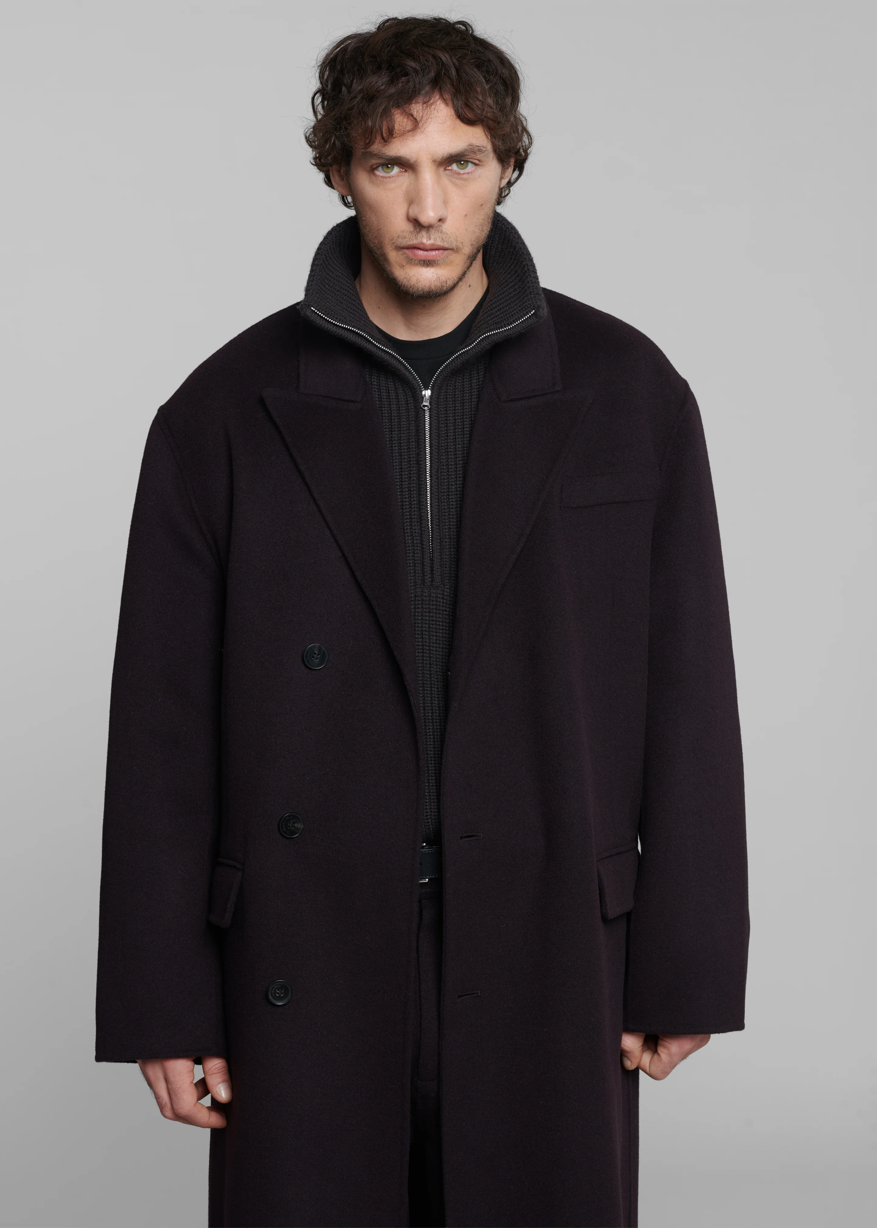Paxton Wool Coat - Dark Plum - Image 2