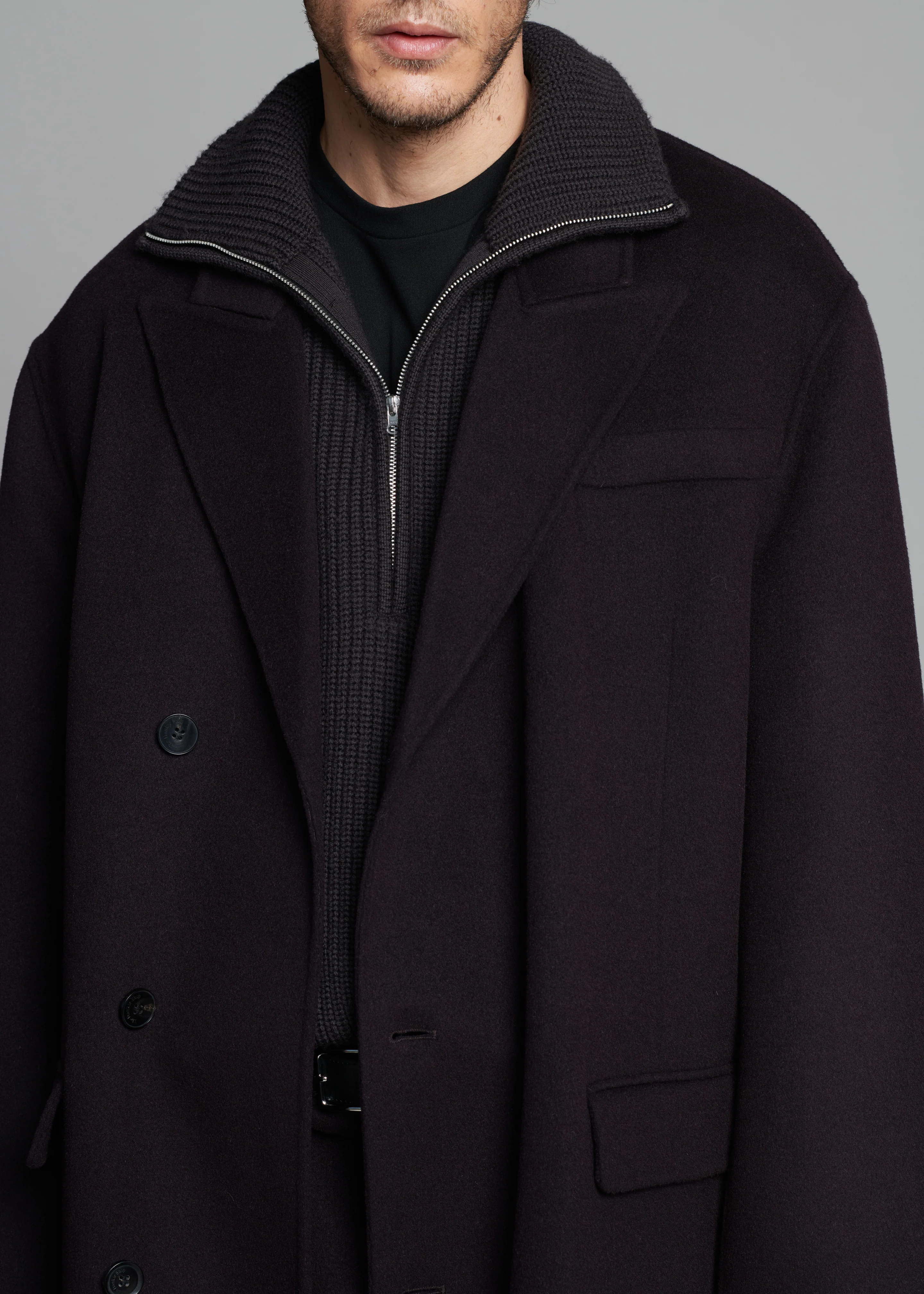 Paxton Wool Coat - Dark Plum - Image 3
