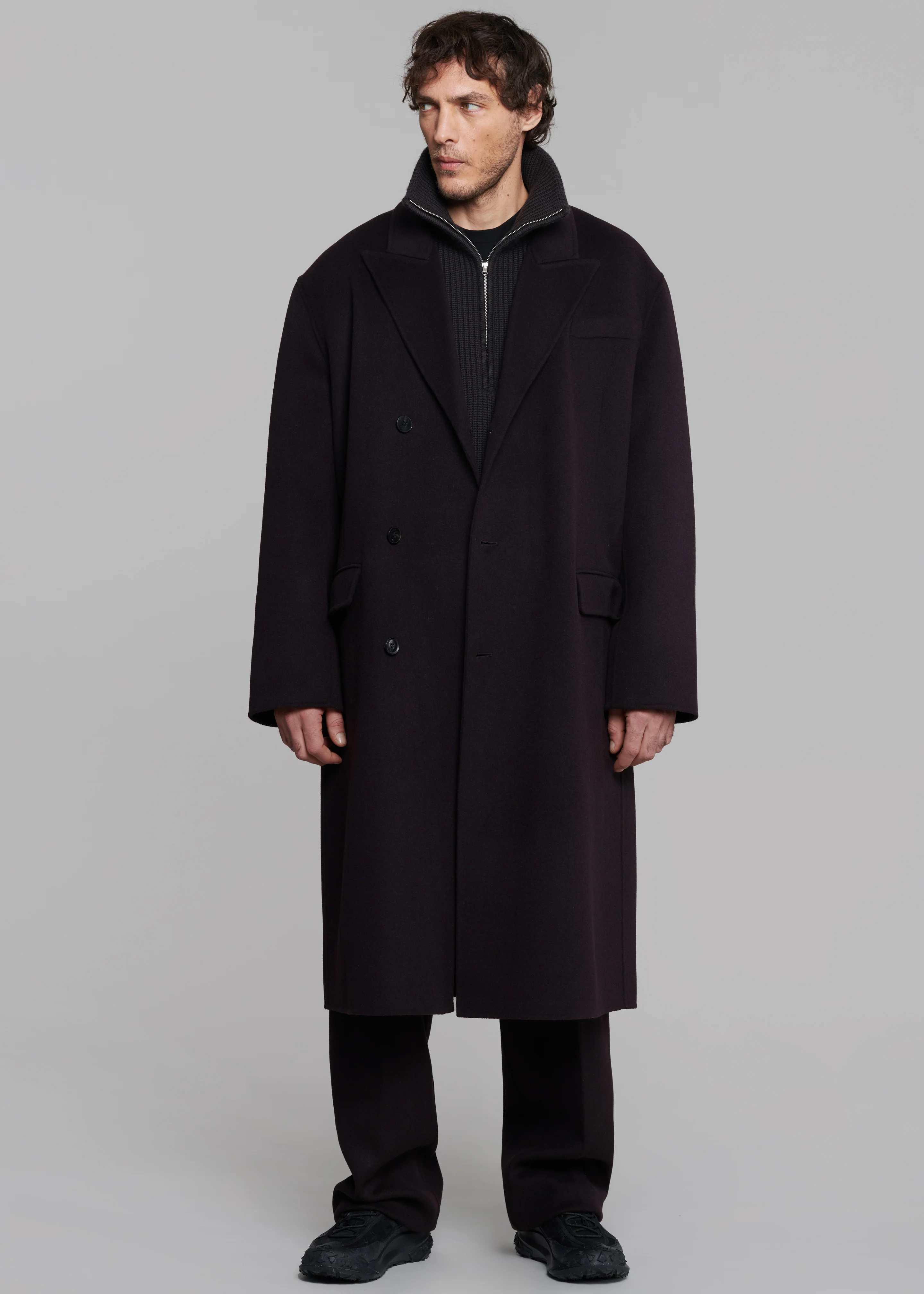 Paxton Wool Coat - Dark Plum - Image 4