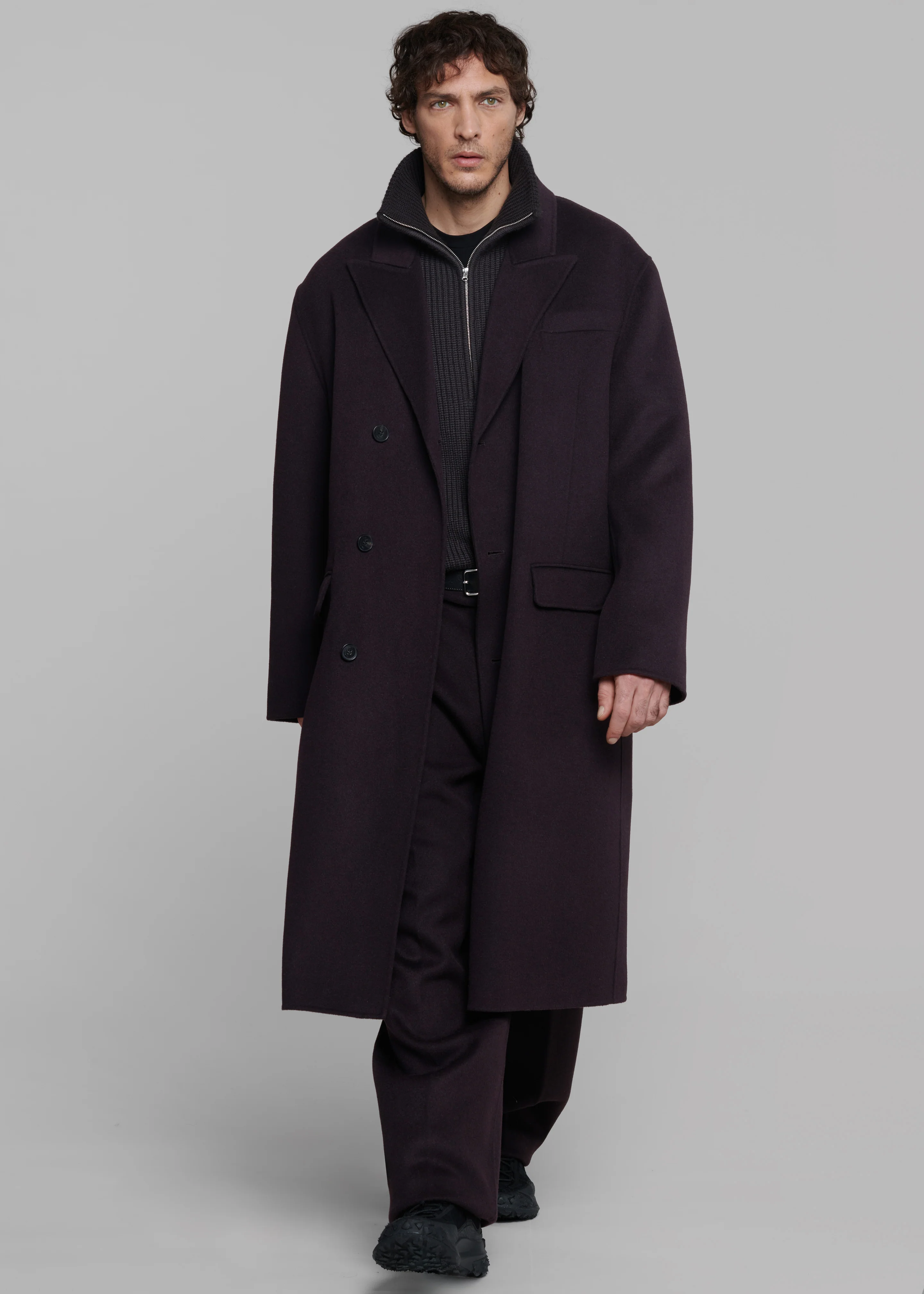 Paxton Wool Coat - Dark Plum - Image 5