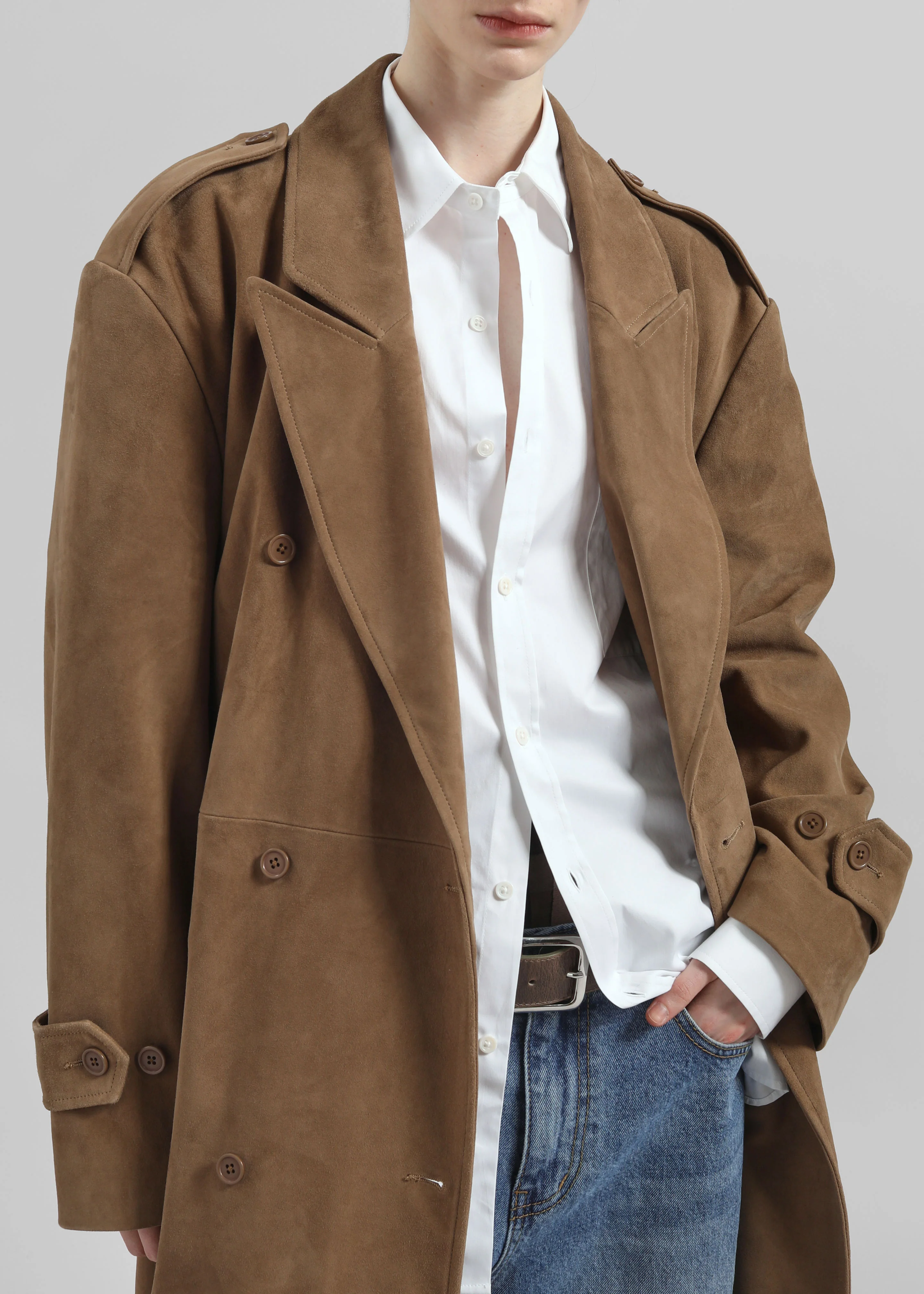 Pembroke Faux Suede Trench - Camel - Image 4