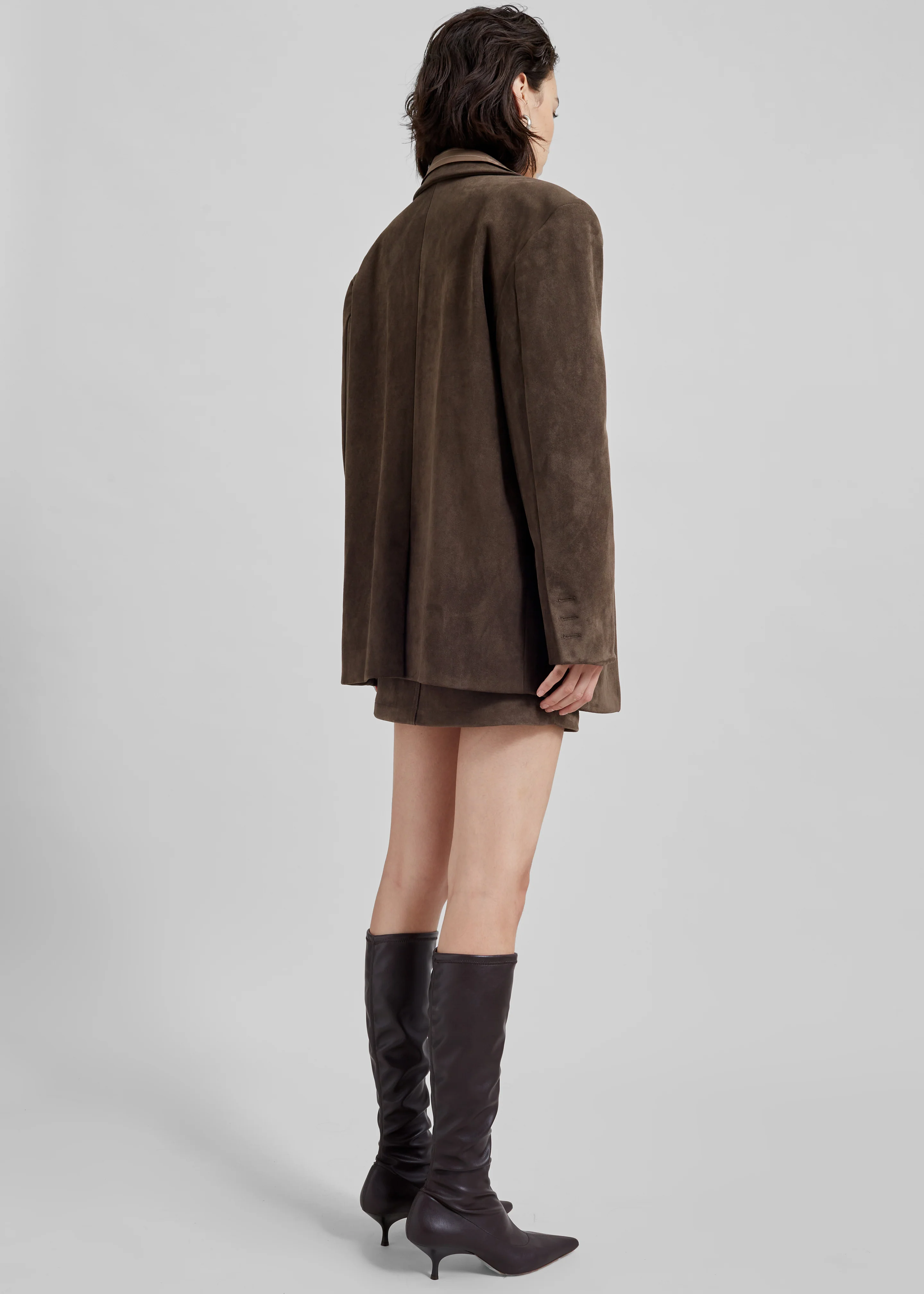 Peoria Faux Suede Blazer - Brown - Image 12
