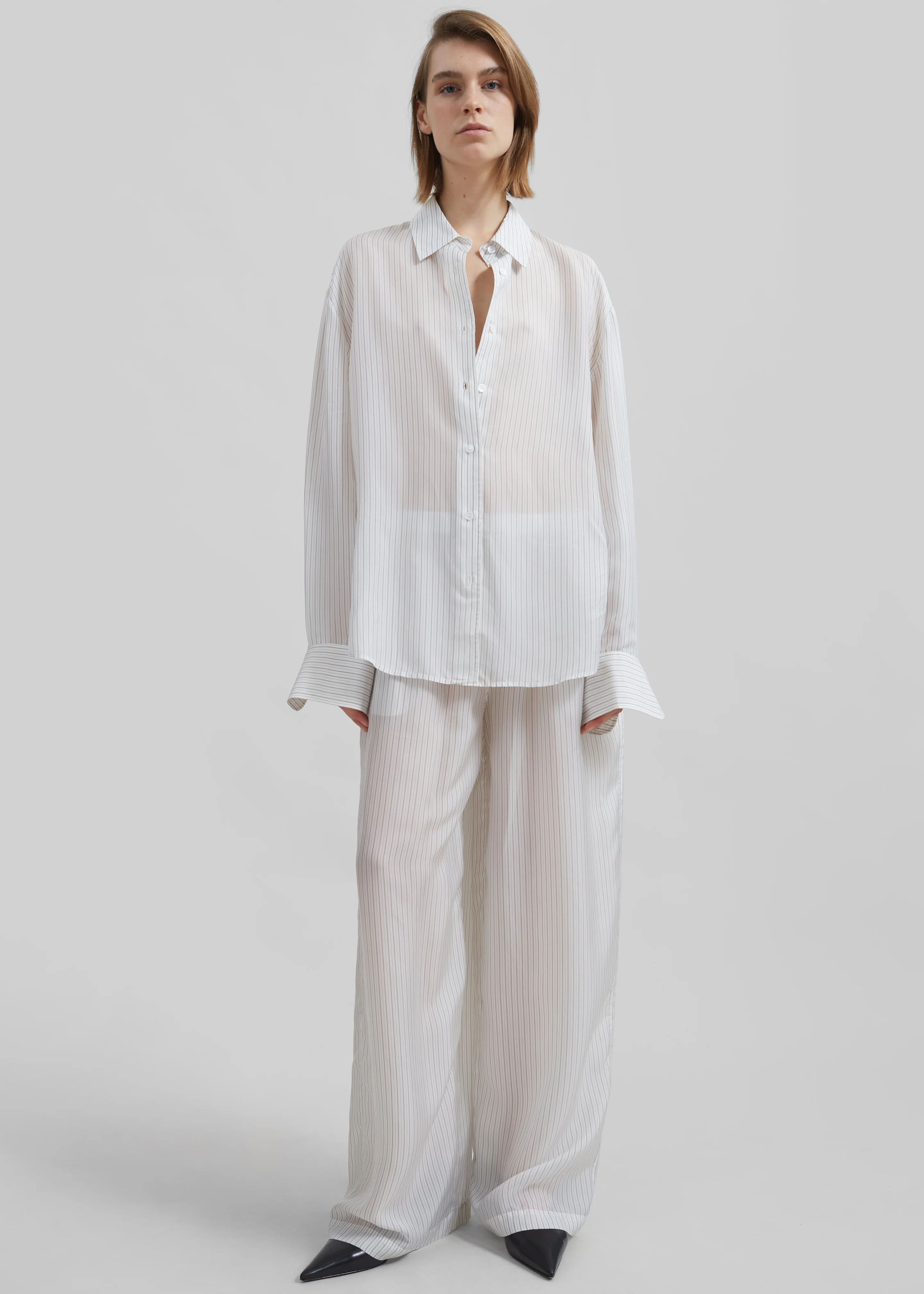 Peri Double Striped Shirt - White/Black Stripe - Image 4