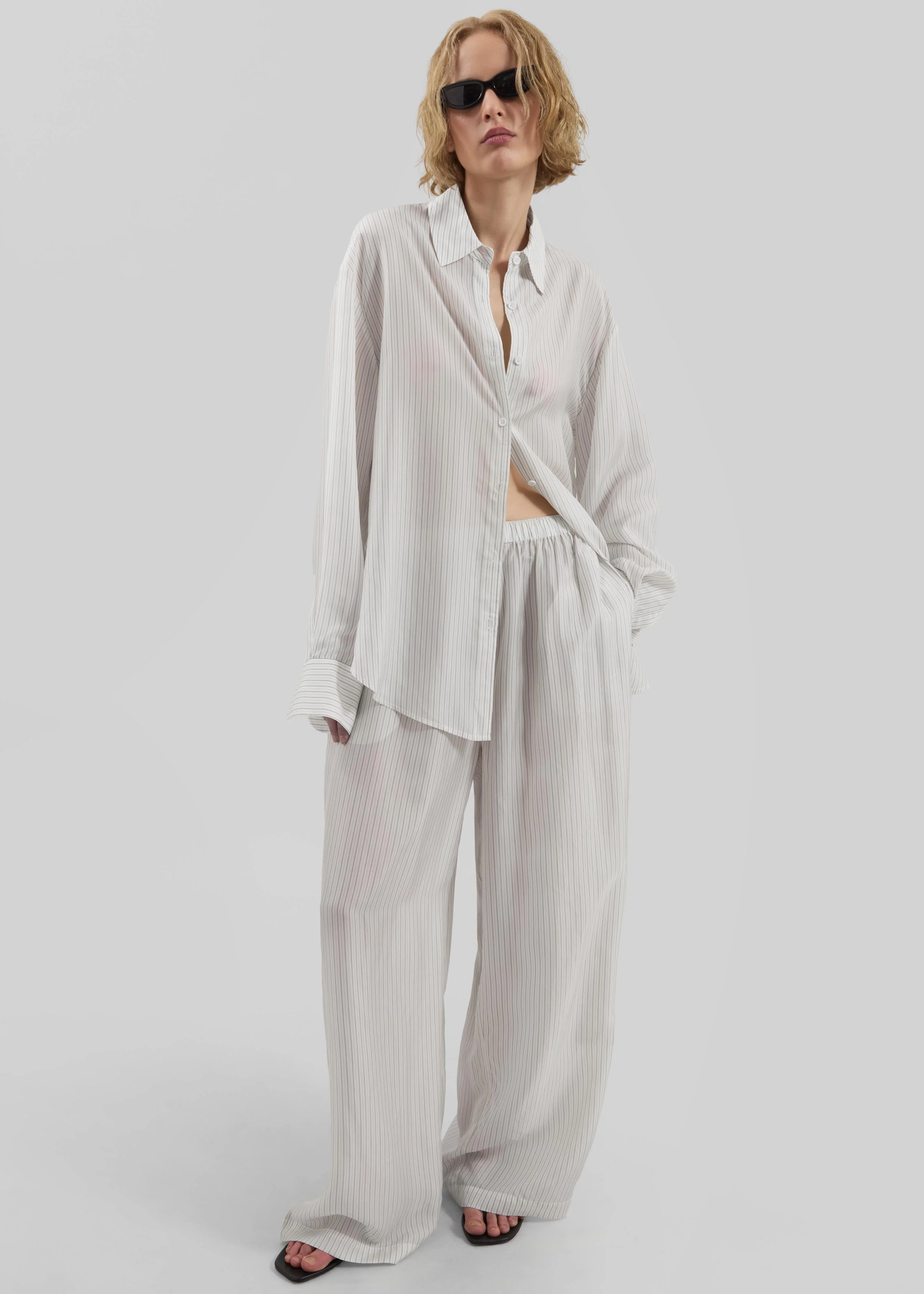 Peri Double Striped Shirt - White/Black Stripe - Image 6