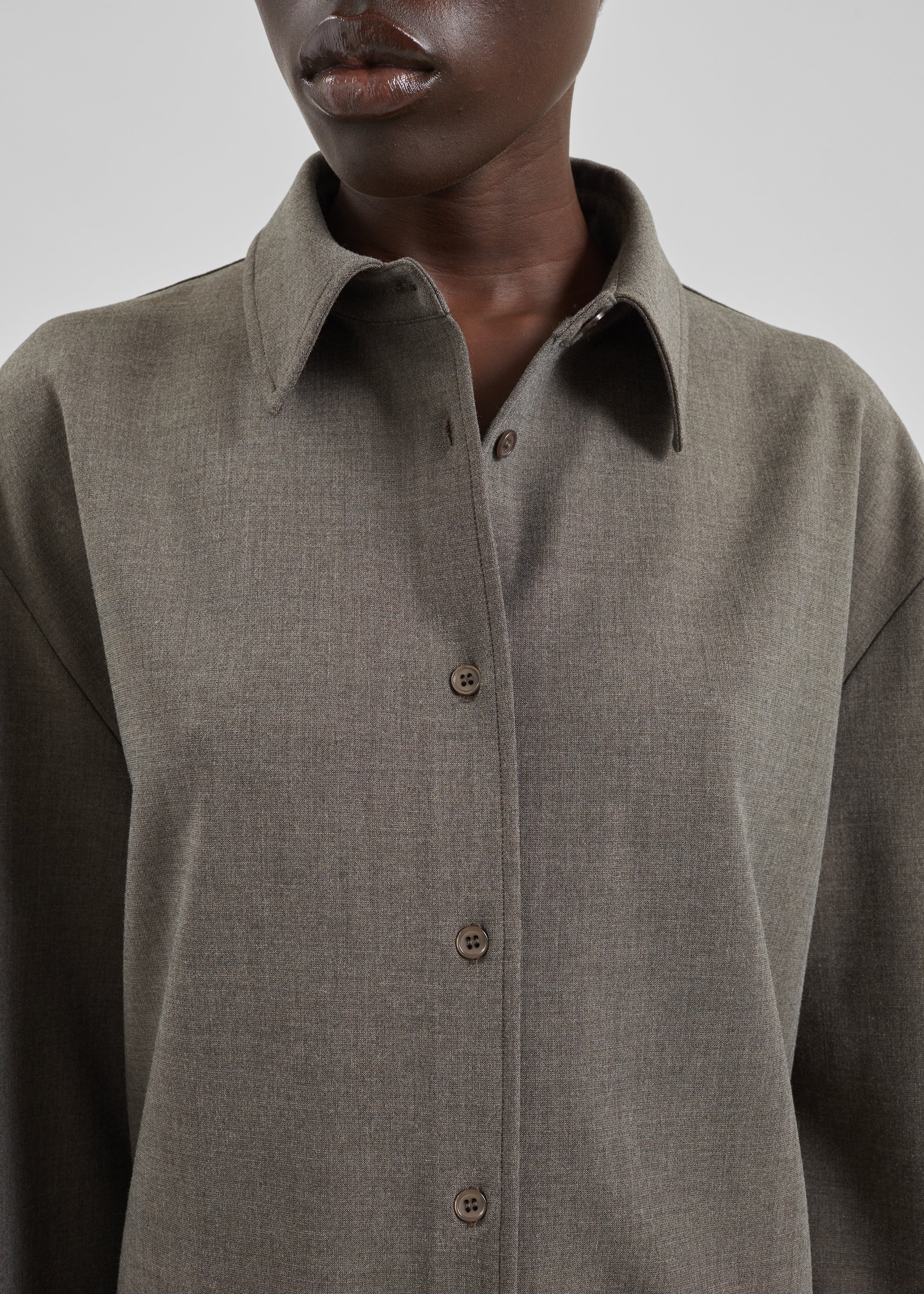 Peri Double Weave Shirt - Taupe Melange - Image 4