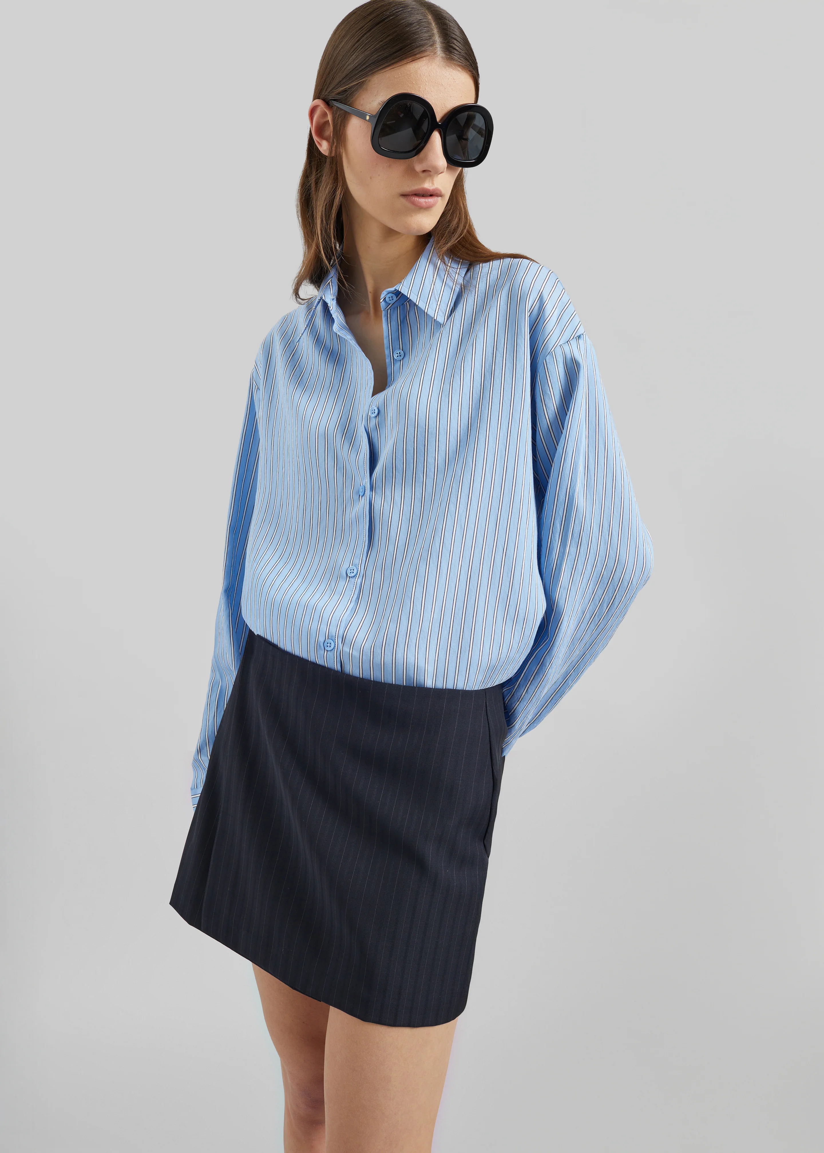 Peri Fluid Shirt - Blue/White Stripe - Image 2