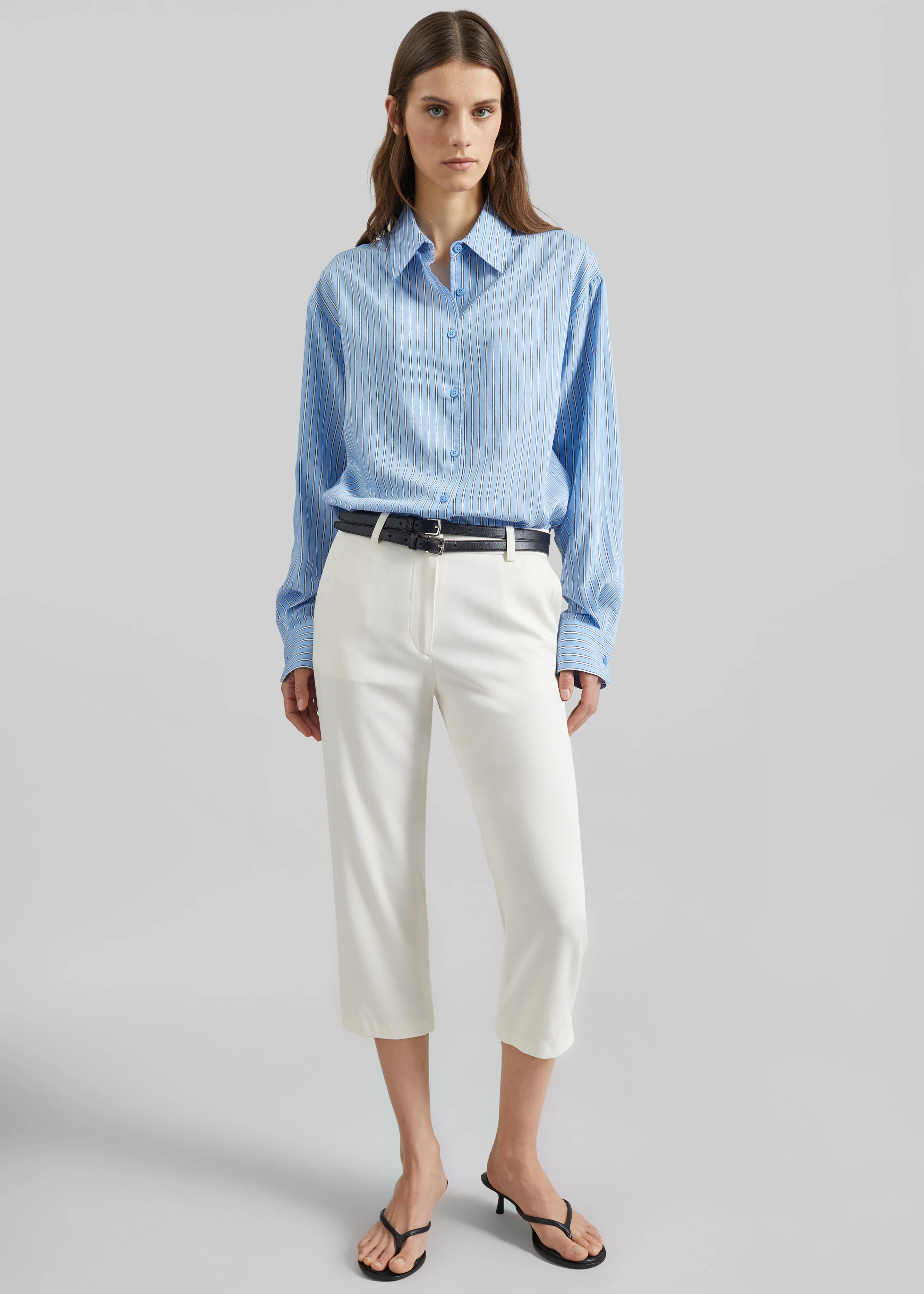 Peri Fluid Shirt - Blue/White Stripe - Image 6