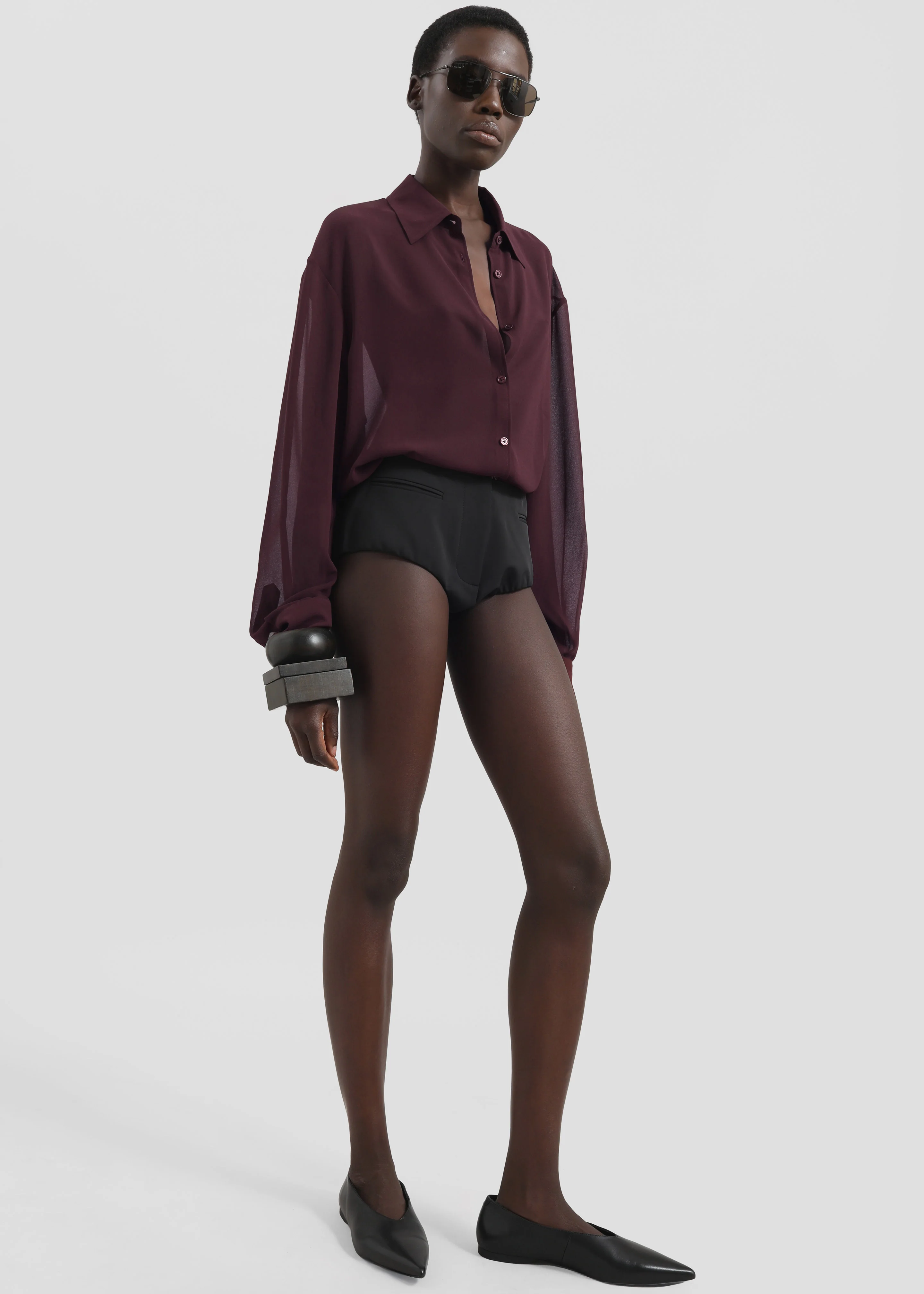 Peri Georgette Shirt - Burgundy - Image 4