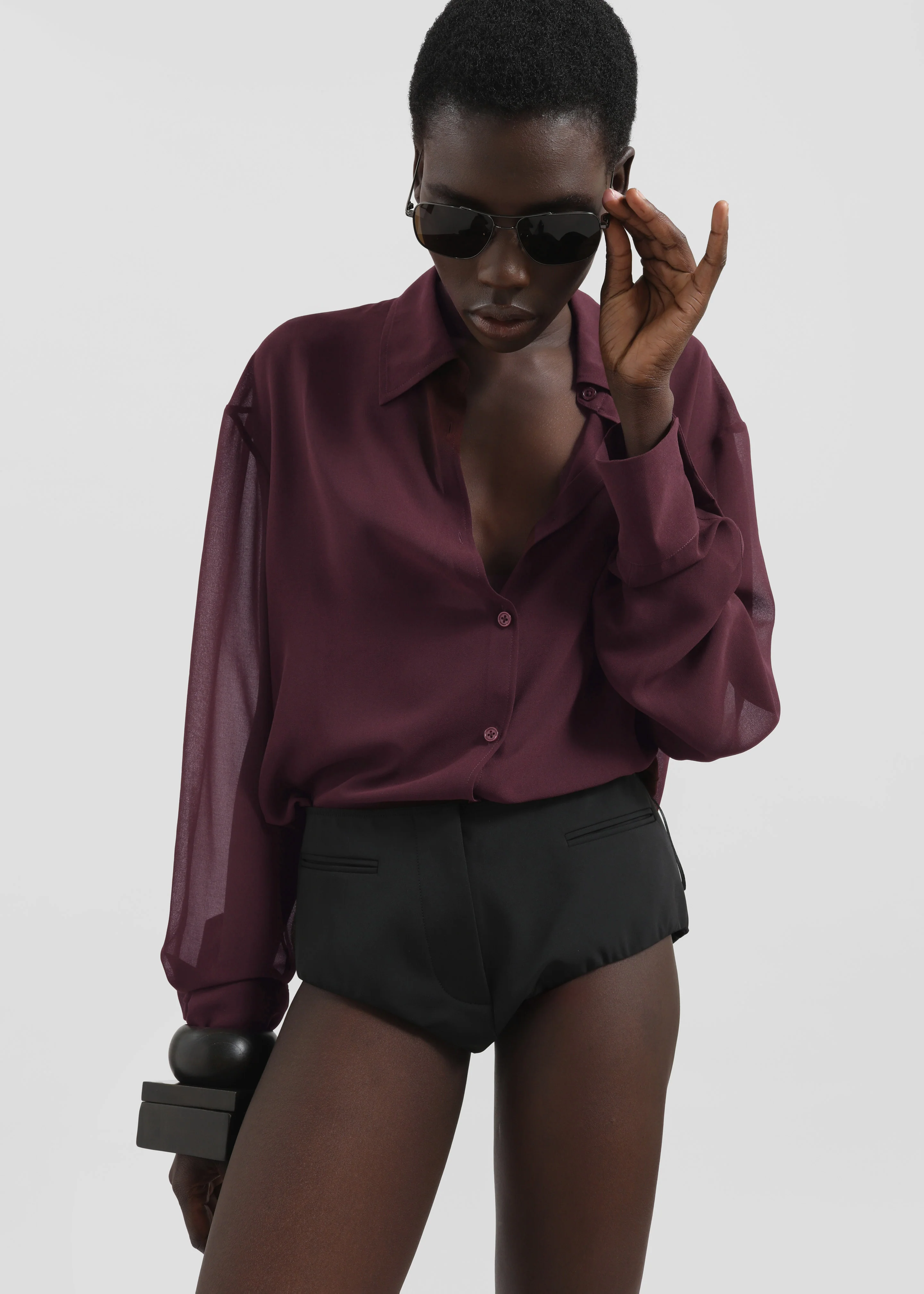 Peri Georgette Shirt - Burgundy - Image 5