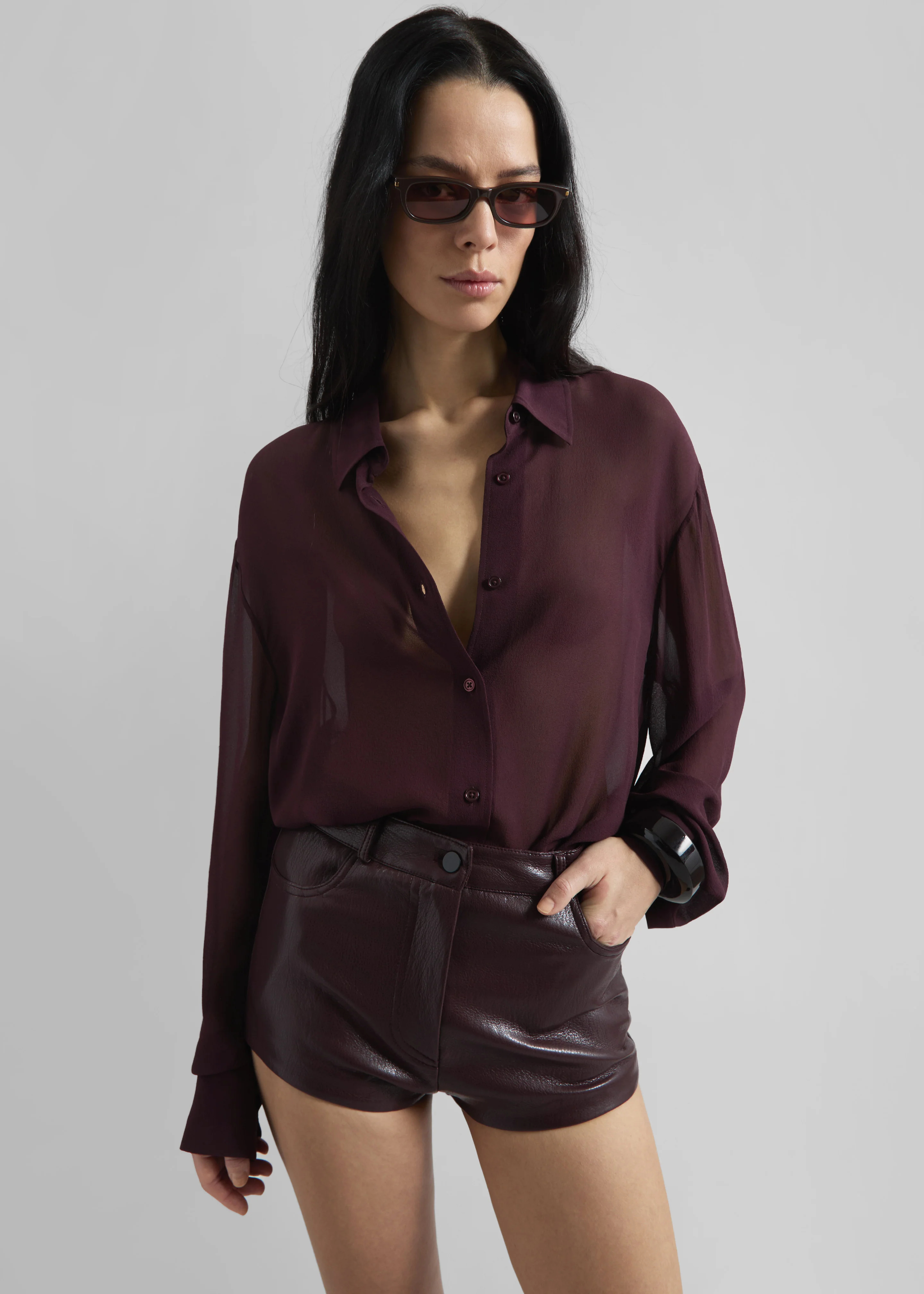 Peri Georgette Shirt - Burgundy - Image 6
