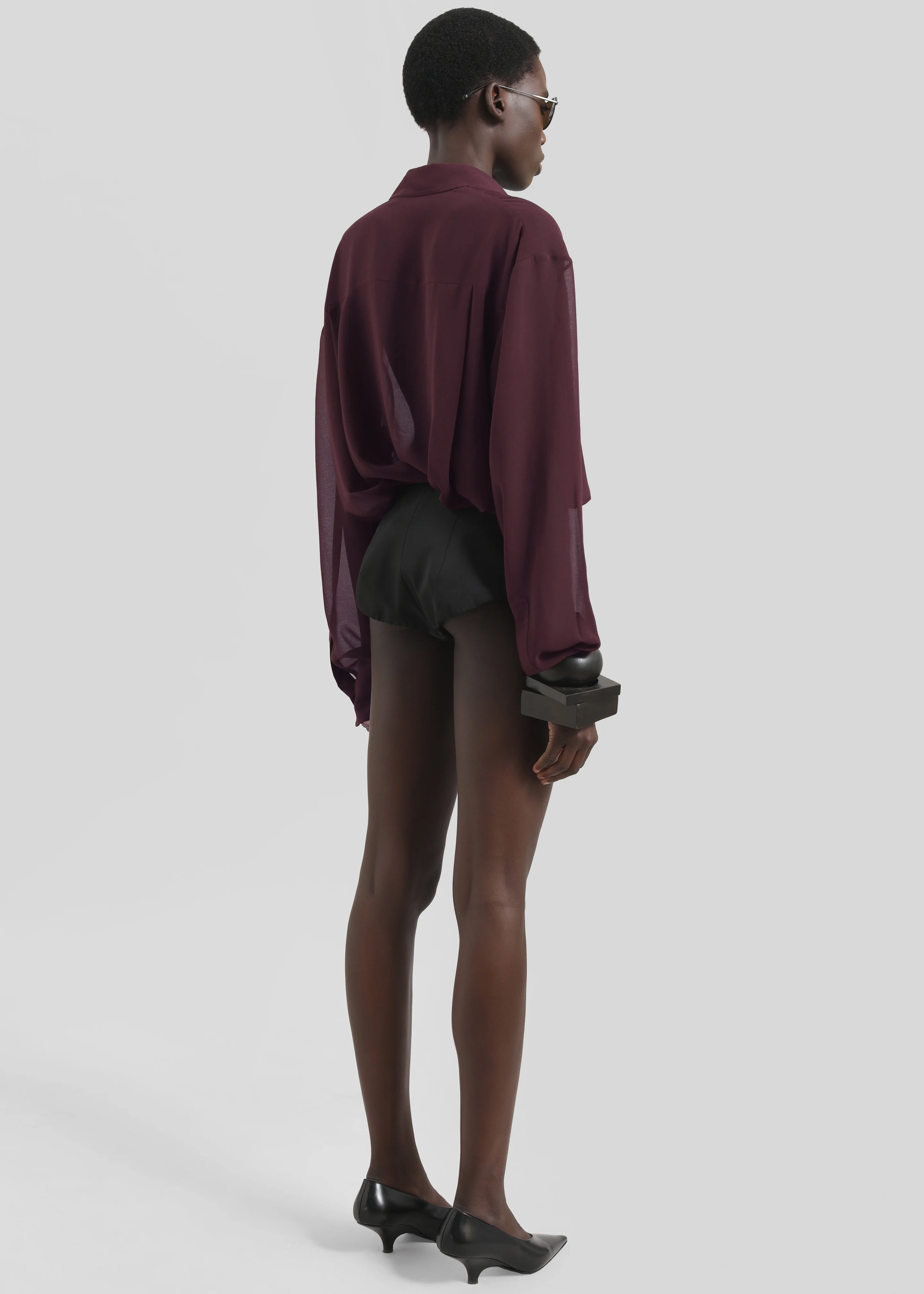 Peri Georgette Shirt - Burgundy - Image 9