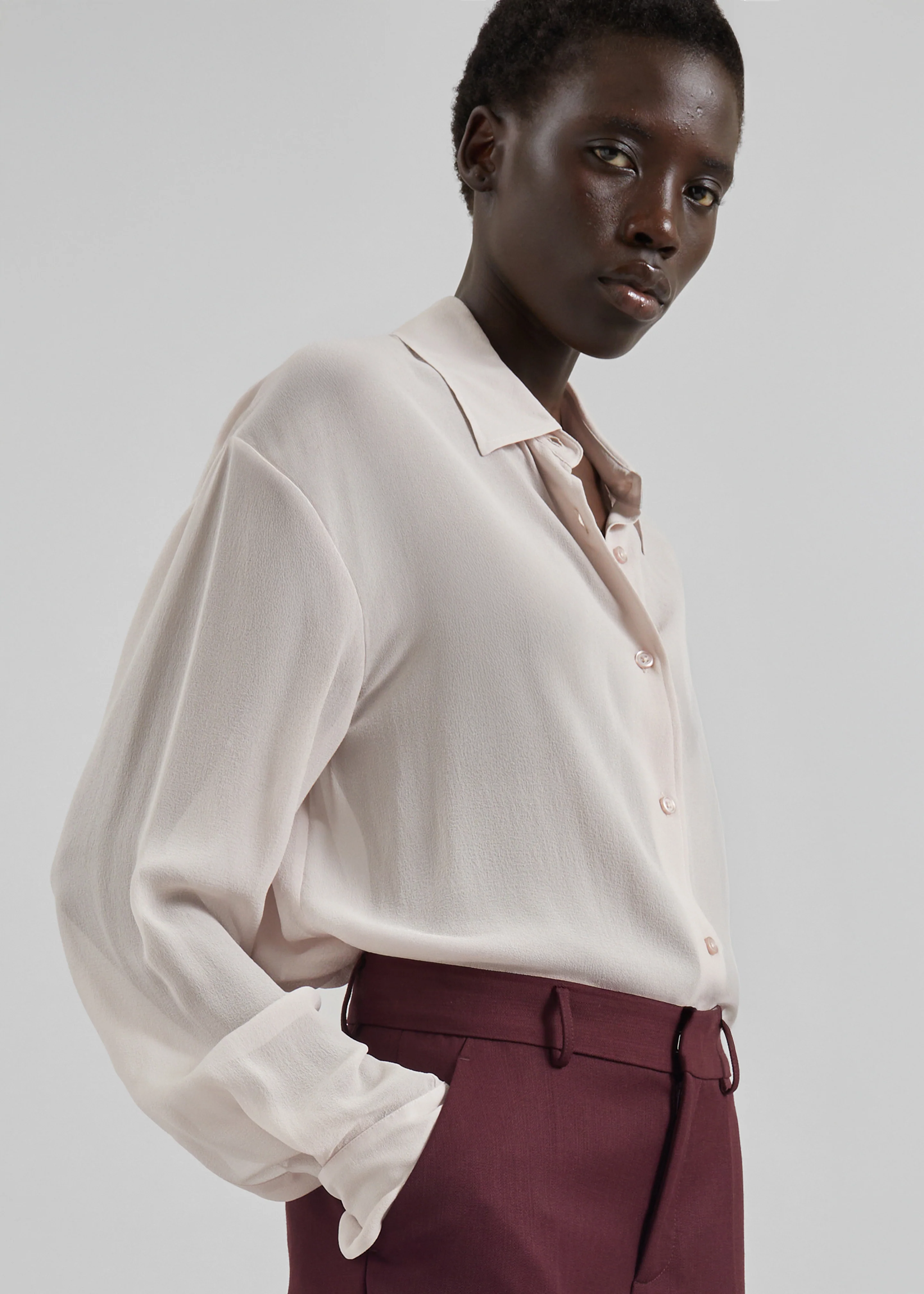 Peri Georgette Shirt - Faded Pink - Image 7