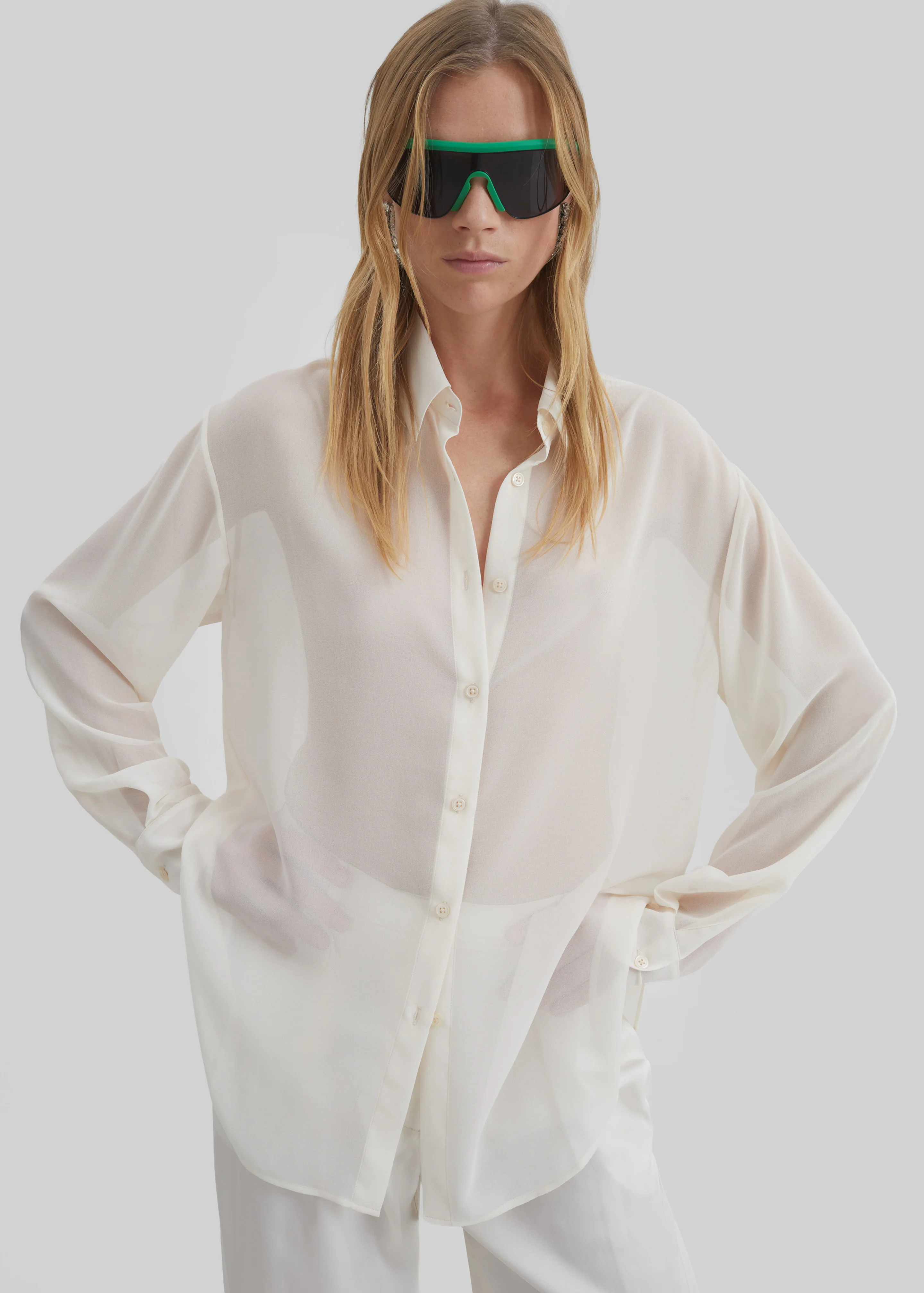 Peri Georgette Shirt - Ivory - Image 5
