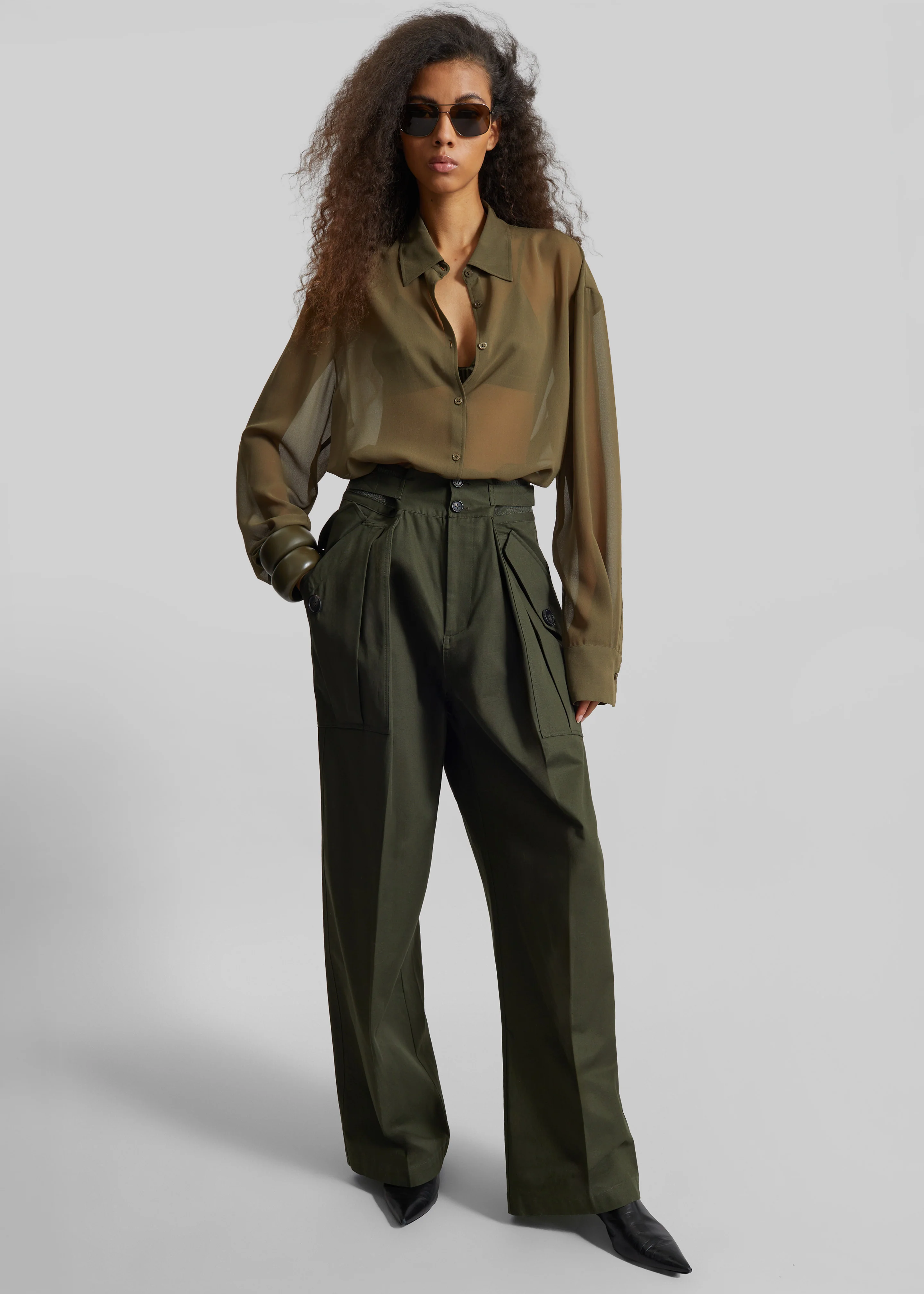 Peri Georgette Shirt - Khaki - Image 5