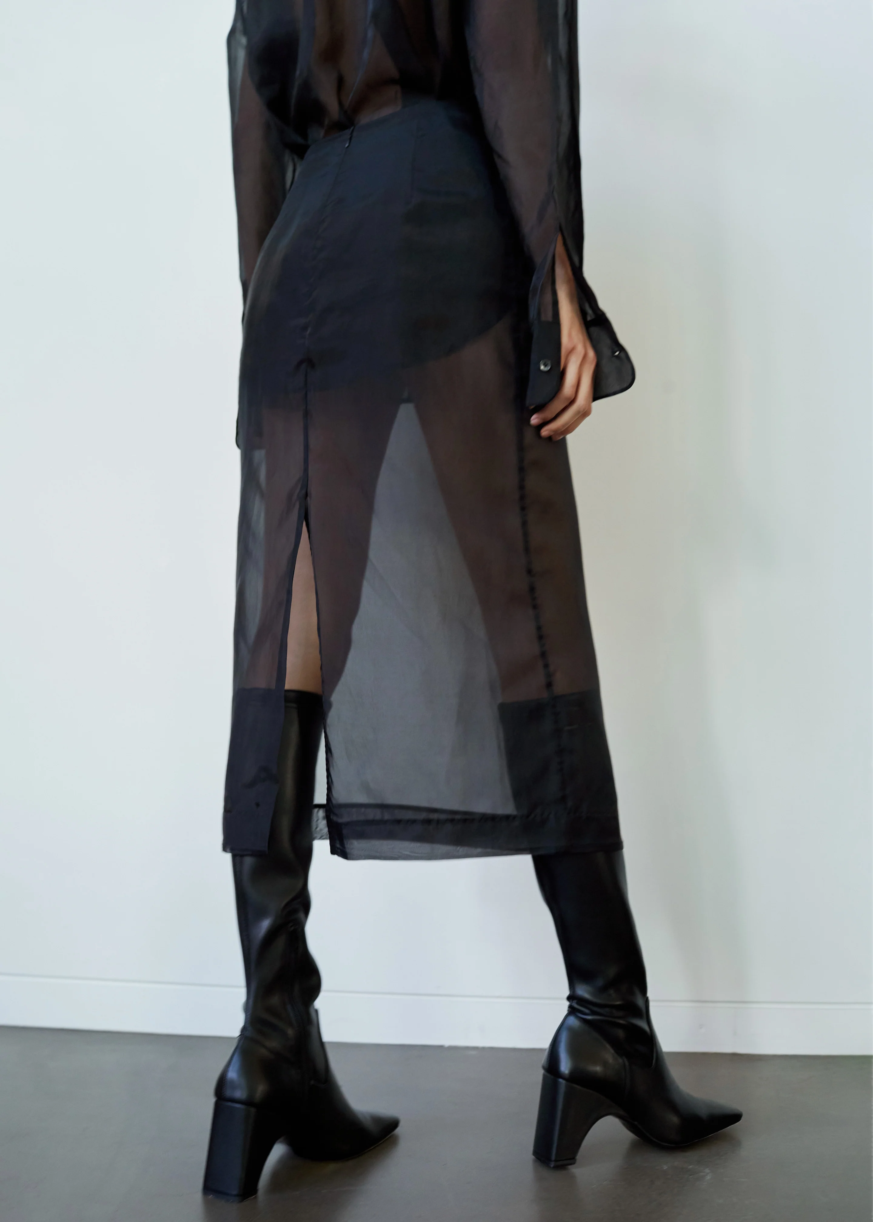 Peri Sheer Midi Skirt - Black - Image 11