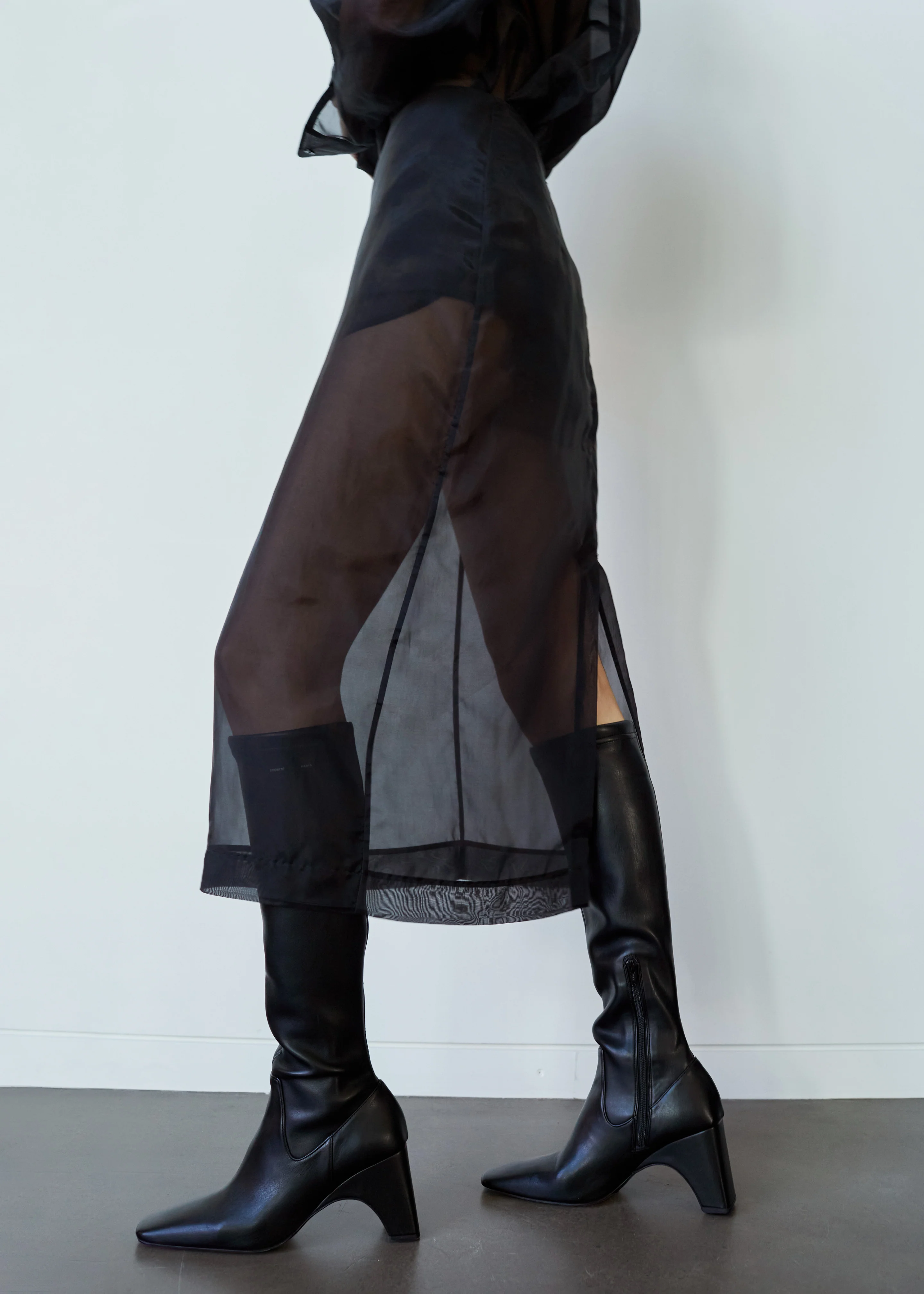 Peri Sheer Midi Skirt - Black - Image 5