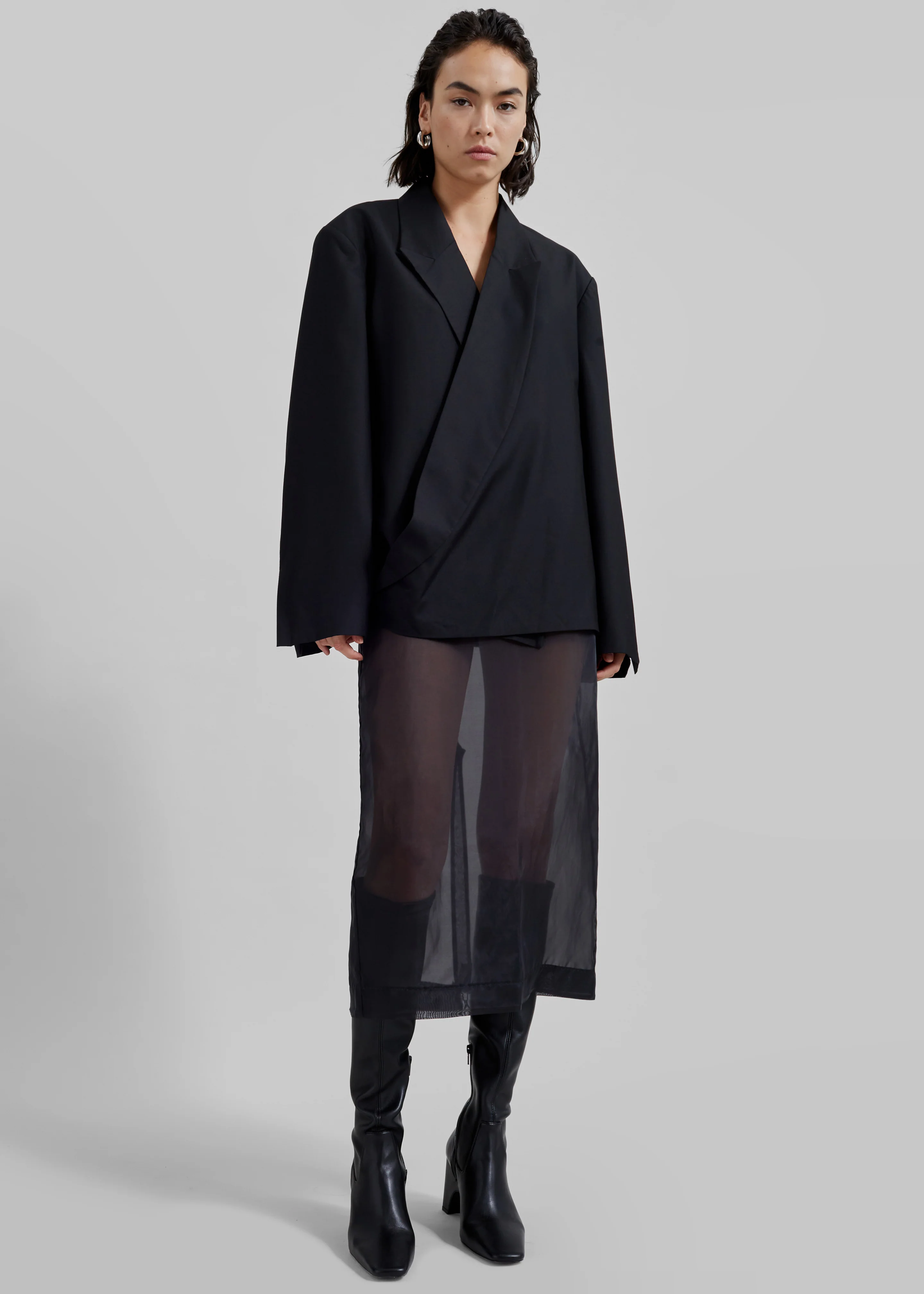 Peri Sheer Midi Skirt - Black - Image 9