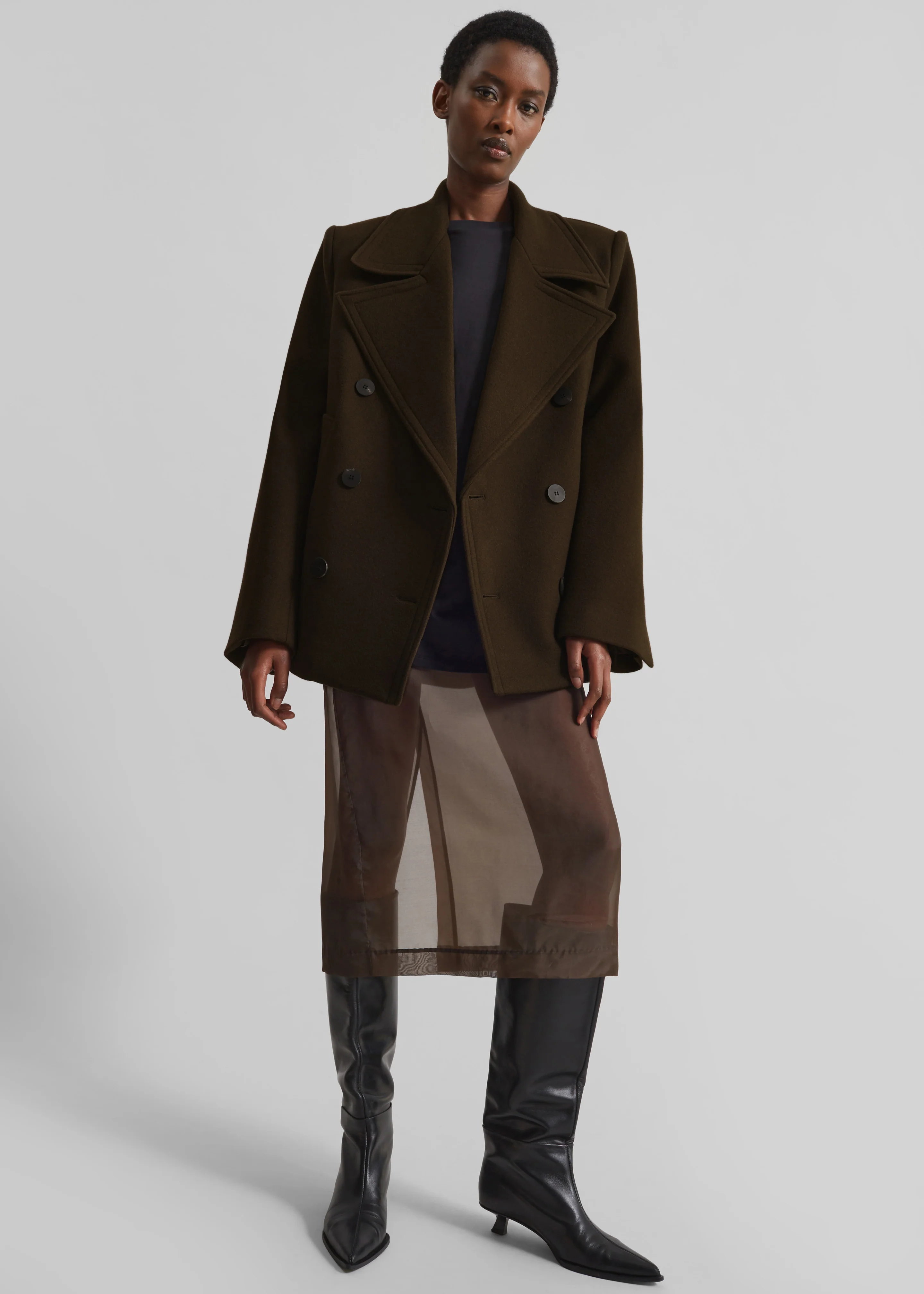 Peri Sheer Midi Skirt - Brown - Image 9