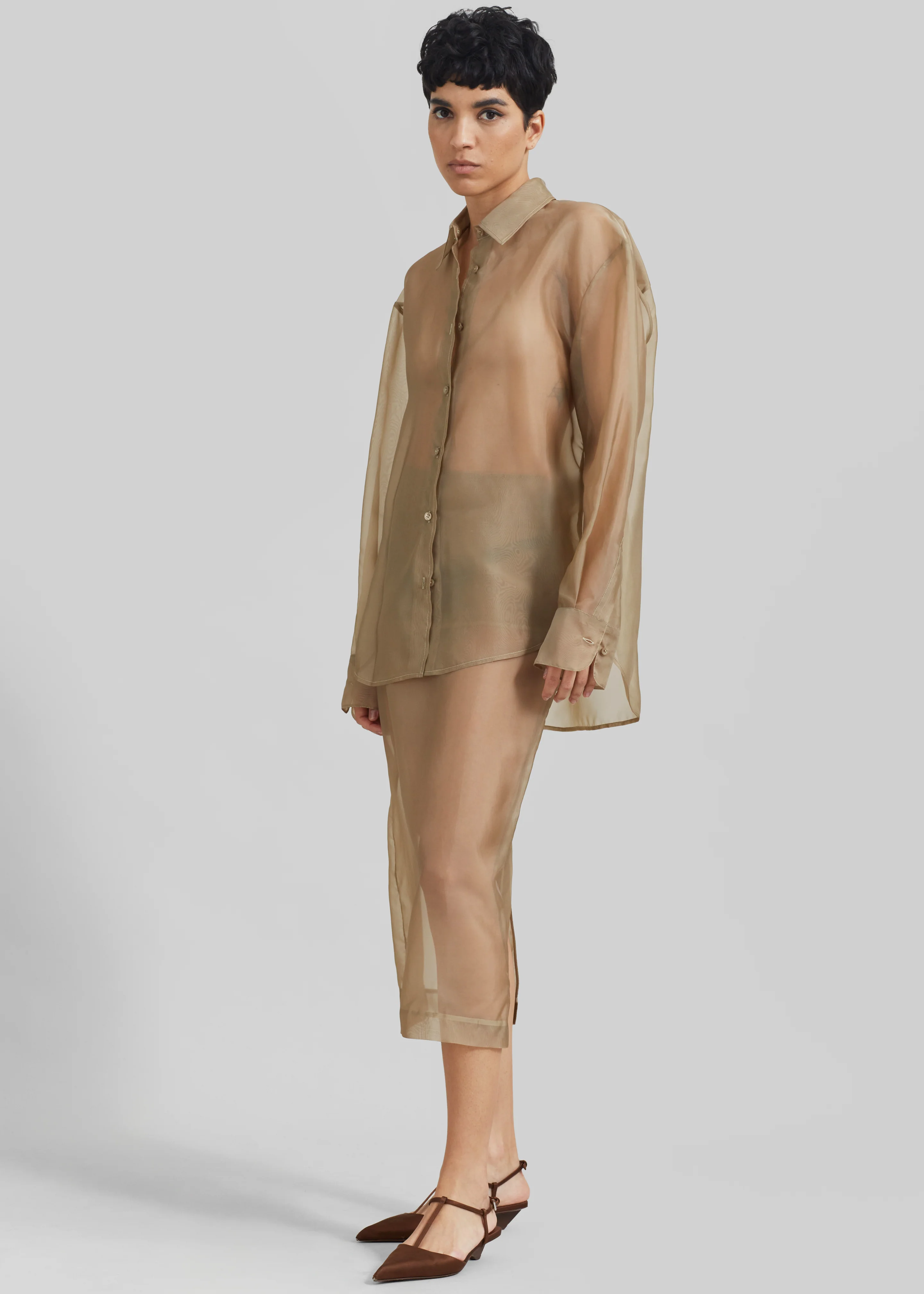 Peri Sheer Midi Skirt - Desert Sand - Image 9