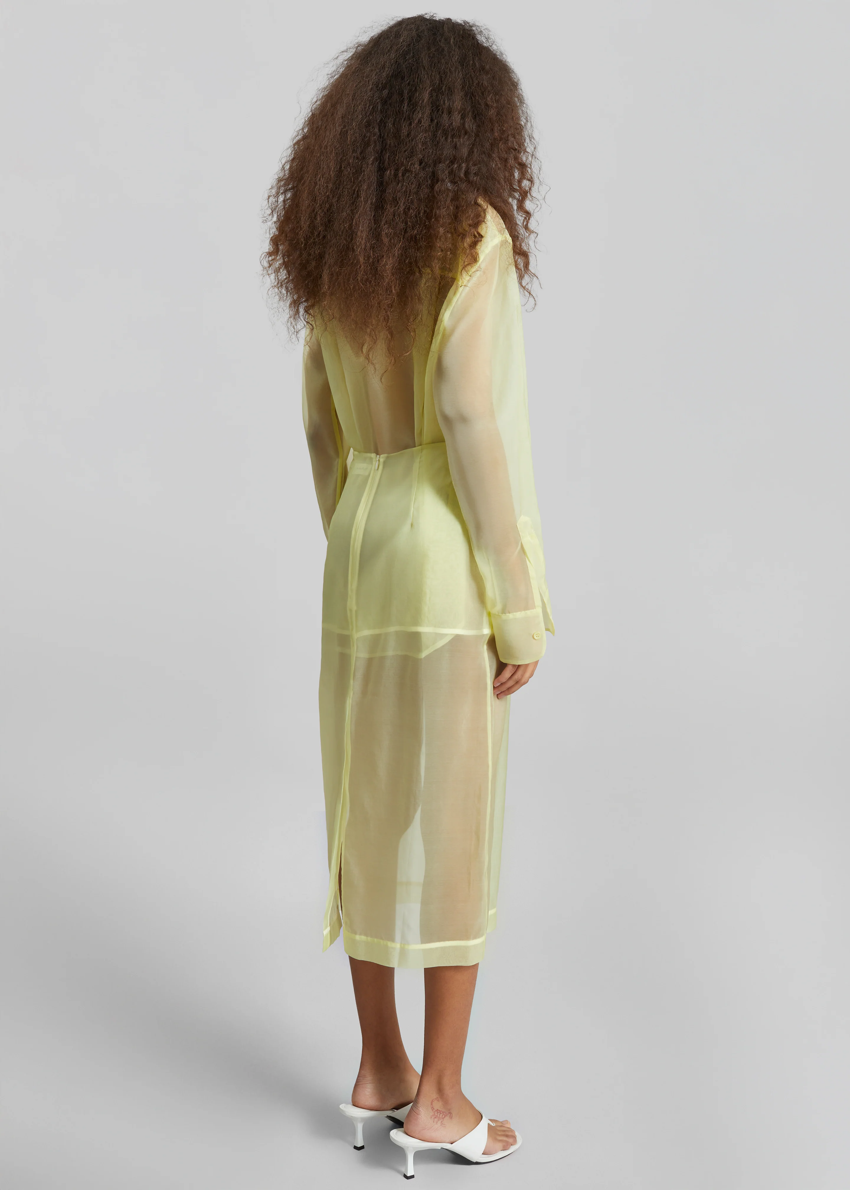 Peri Sheer Midi Skirt - Pale Yellow - Image 6