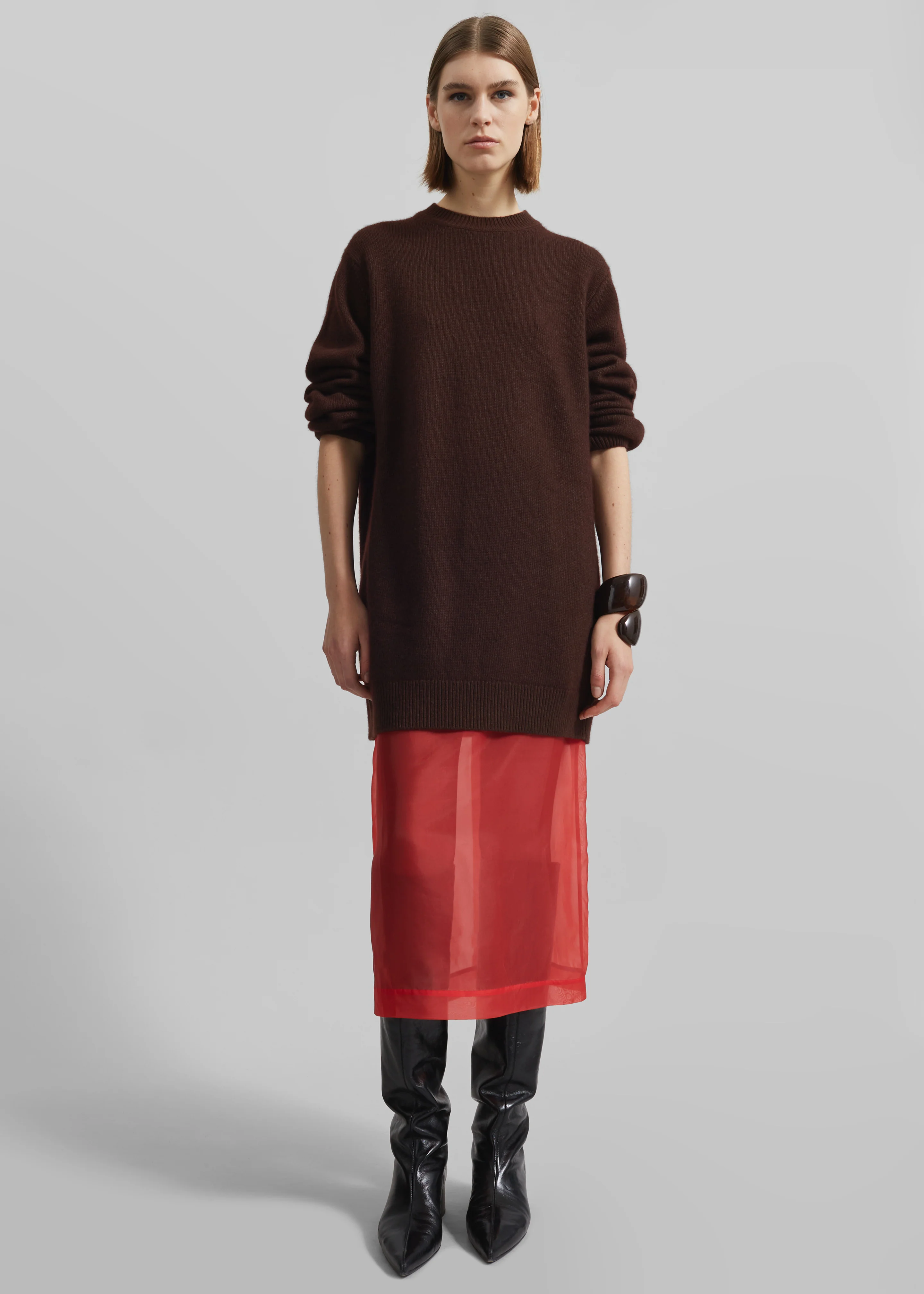 Peri Sheer Midi Skirt - Red - Image 4