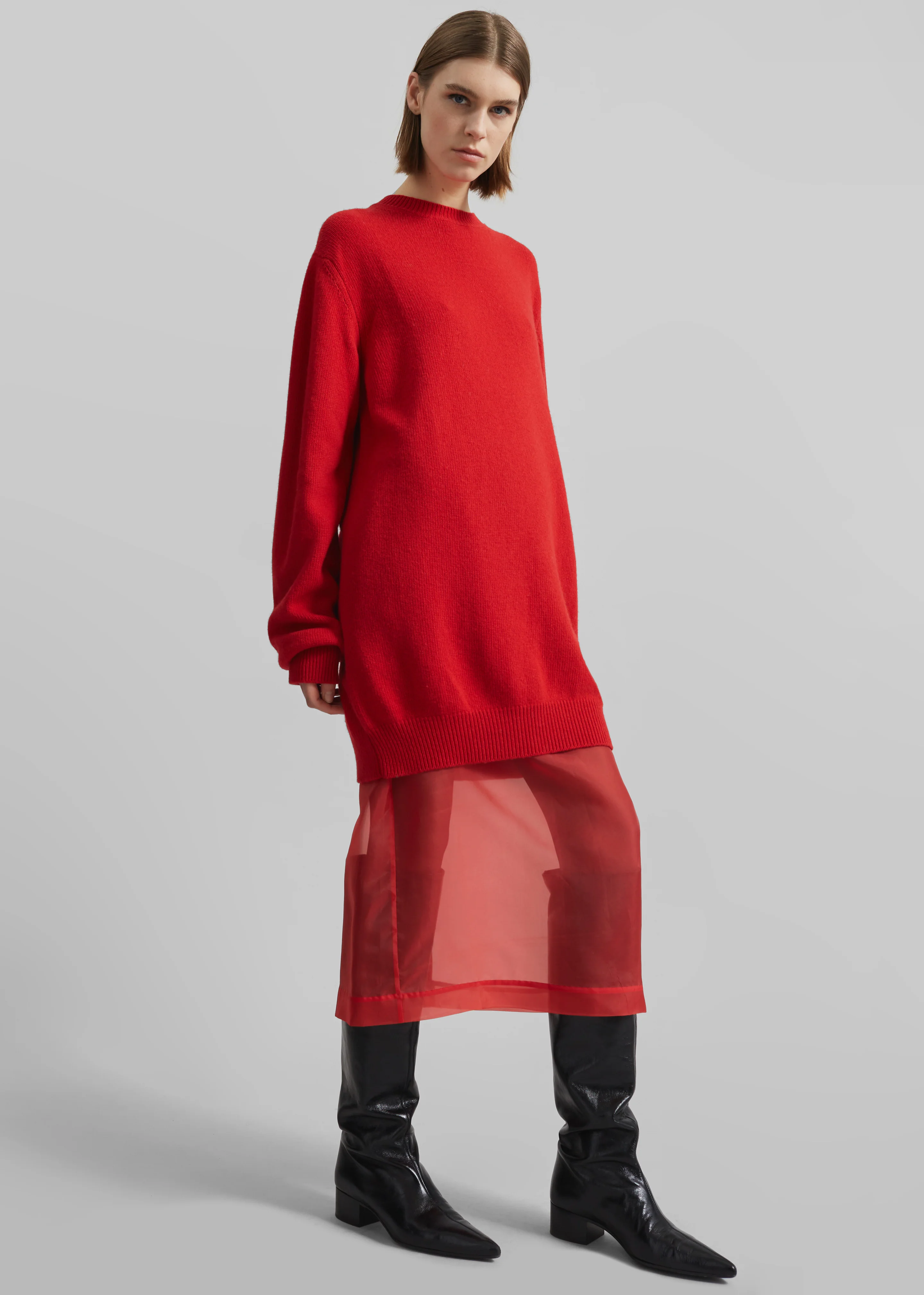 Peri Sheer Midi Skirt - Red - Image 7