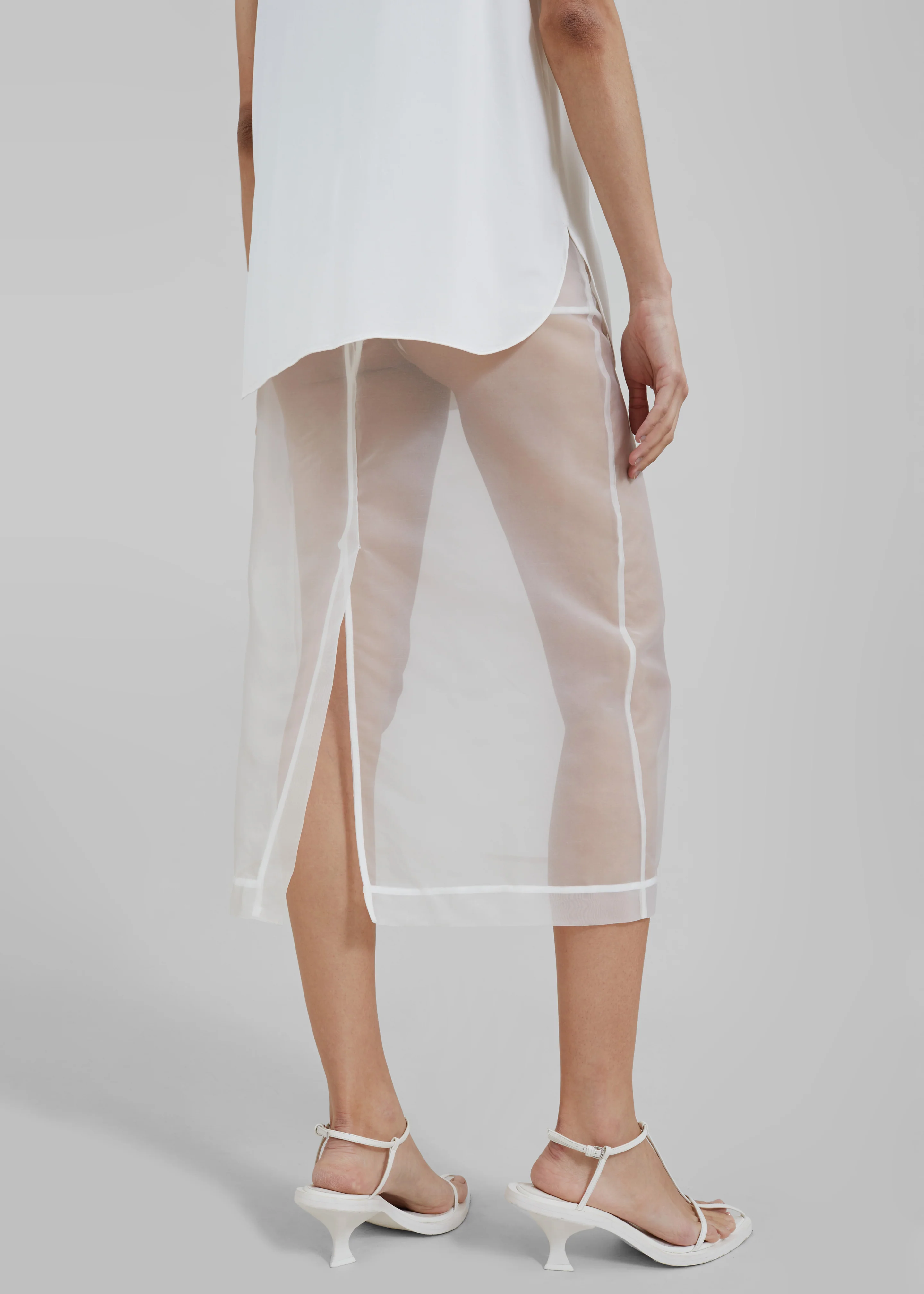 Peri Sheer Midi Skirt - White - Image 5
