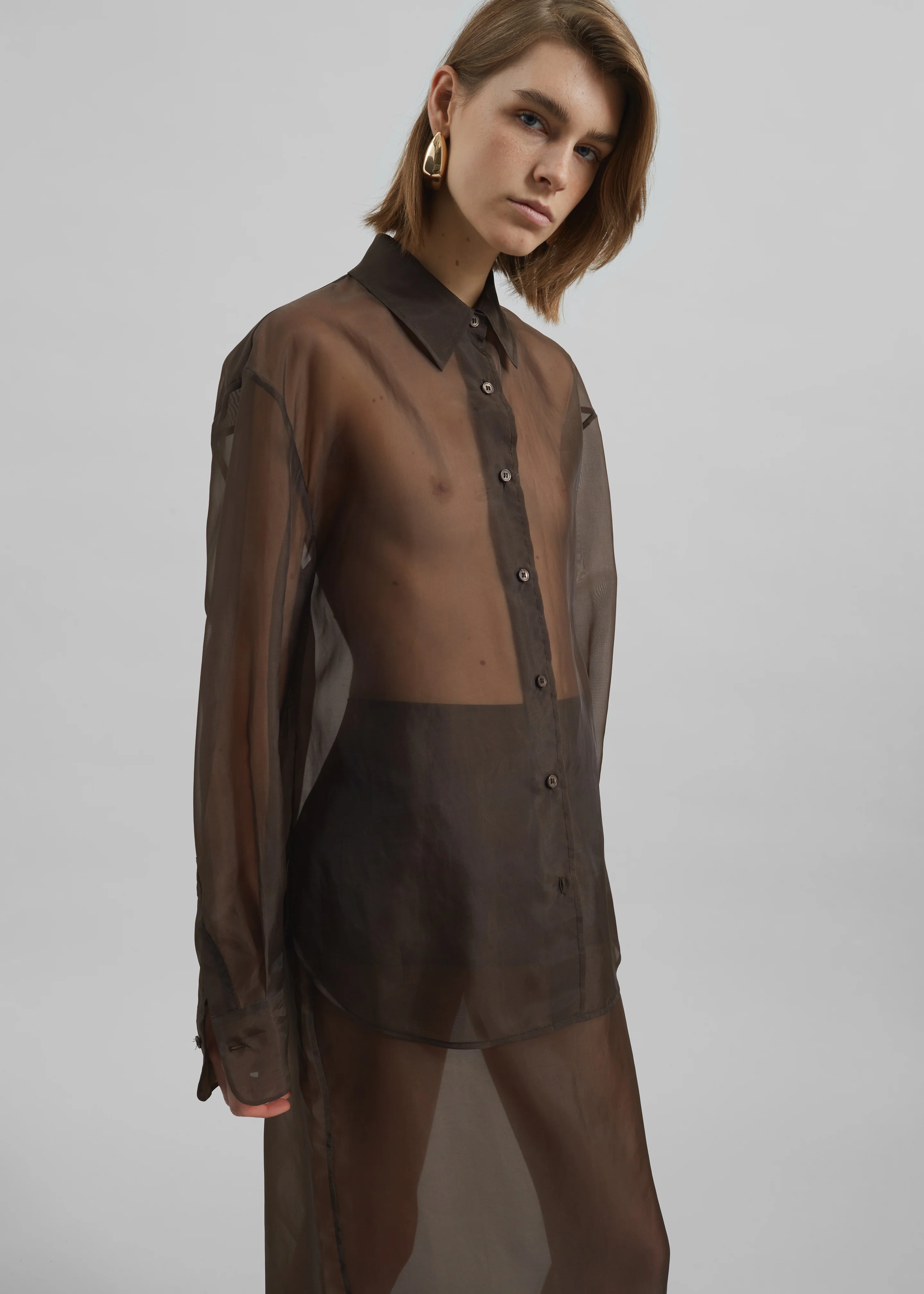 Peri Sheer Shirt - Brown - Image 11