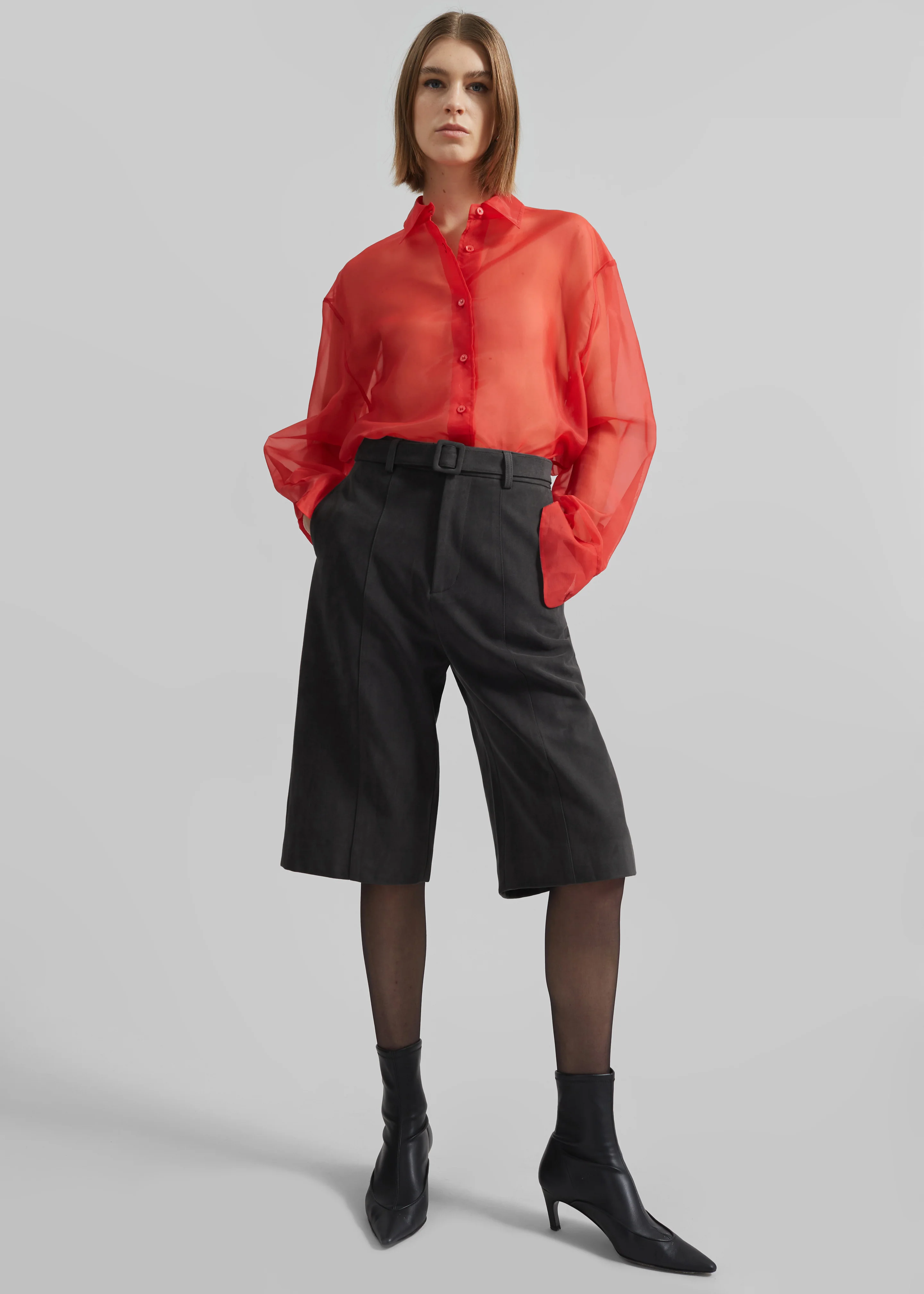 Peri Sheer Shirt - Red - Image 2