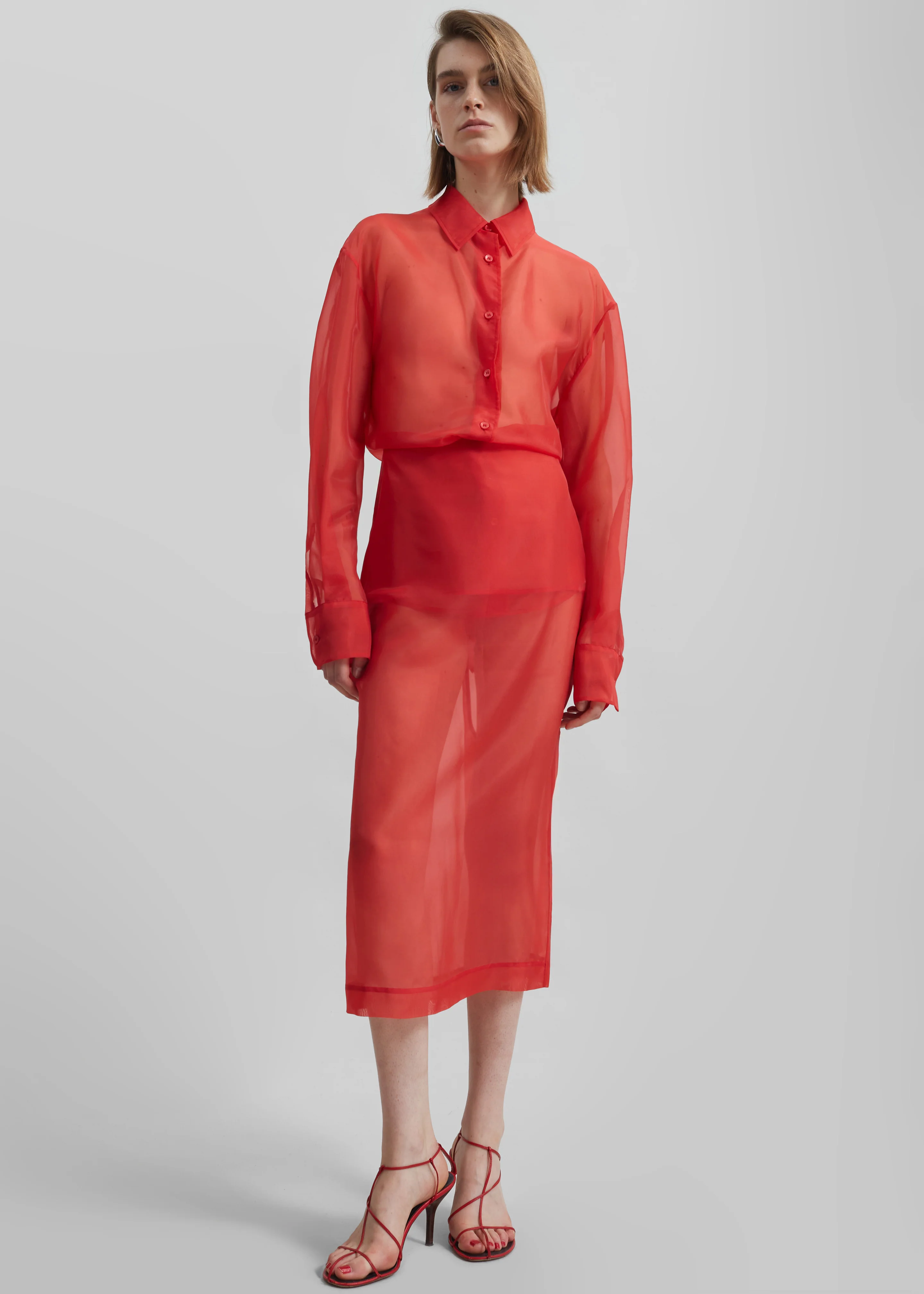 Peri Sheer Shirt - Red - Image 8