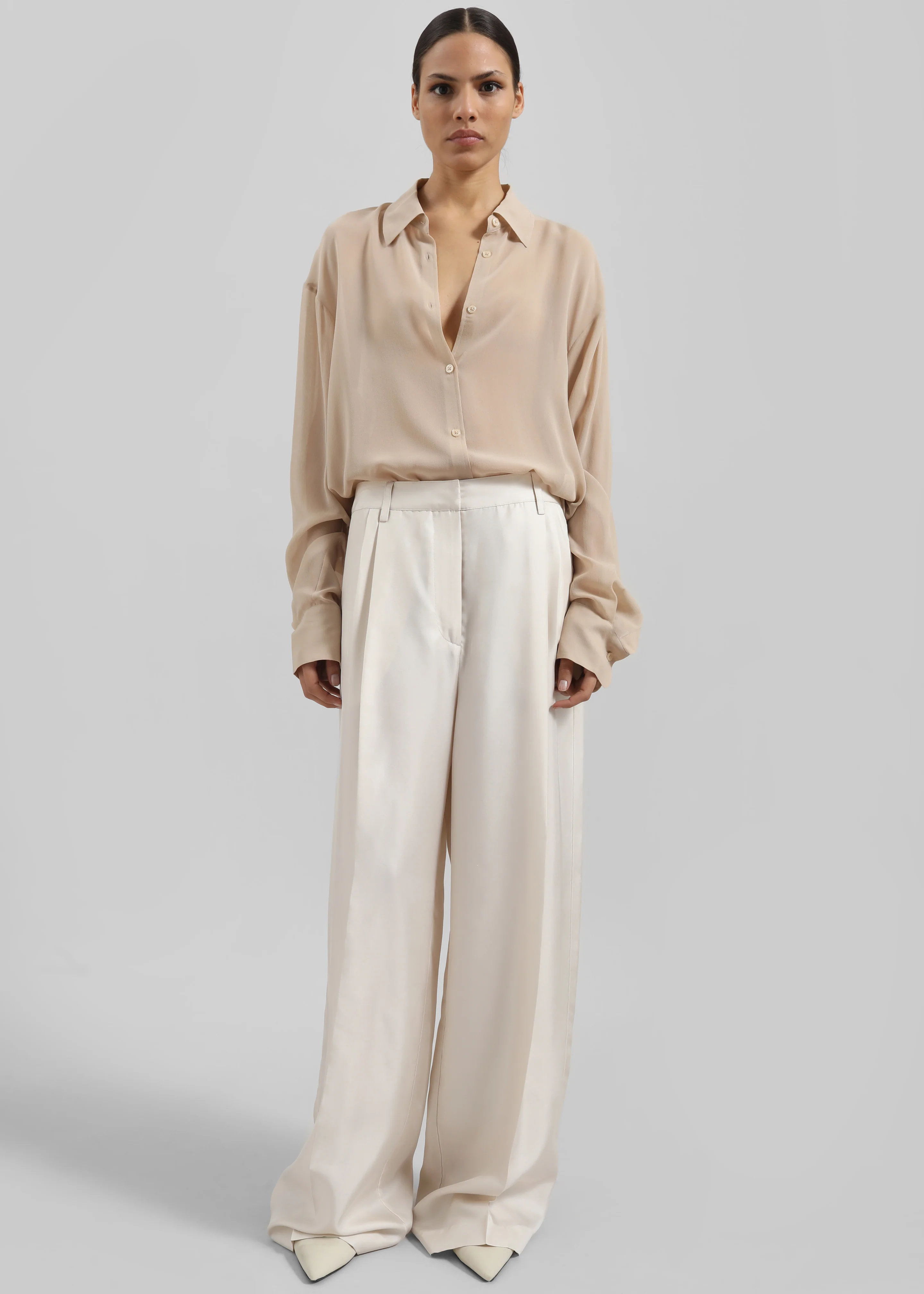 Peri Silk Georgette Shirt - Beige - Image 6