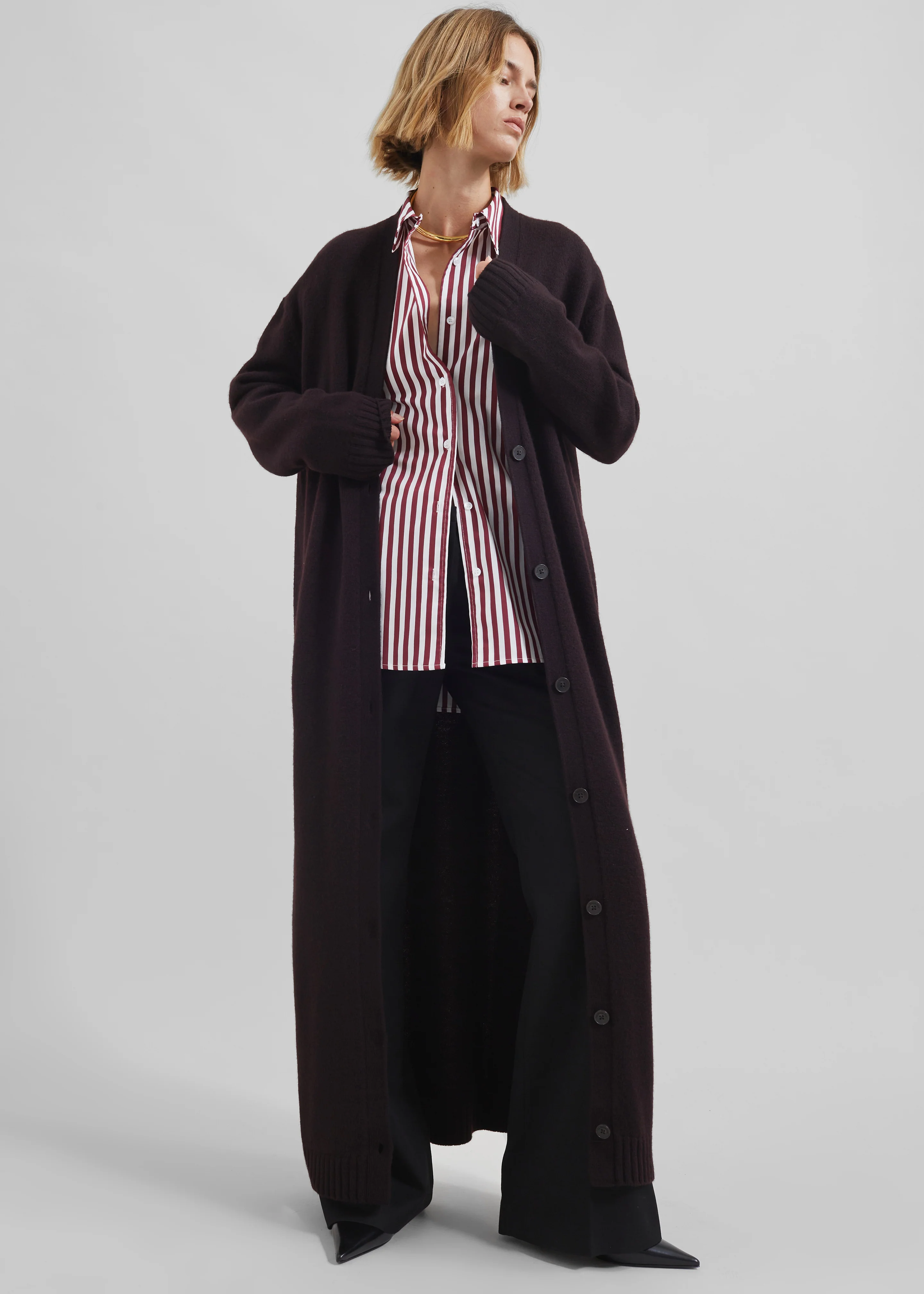 Peri Striped Poplin Shirt - Burgundy/White - Image 12