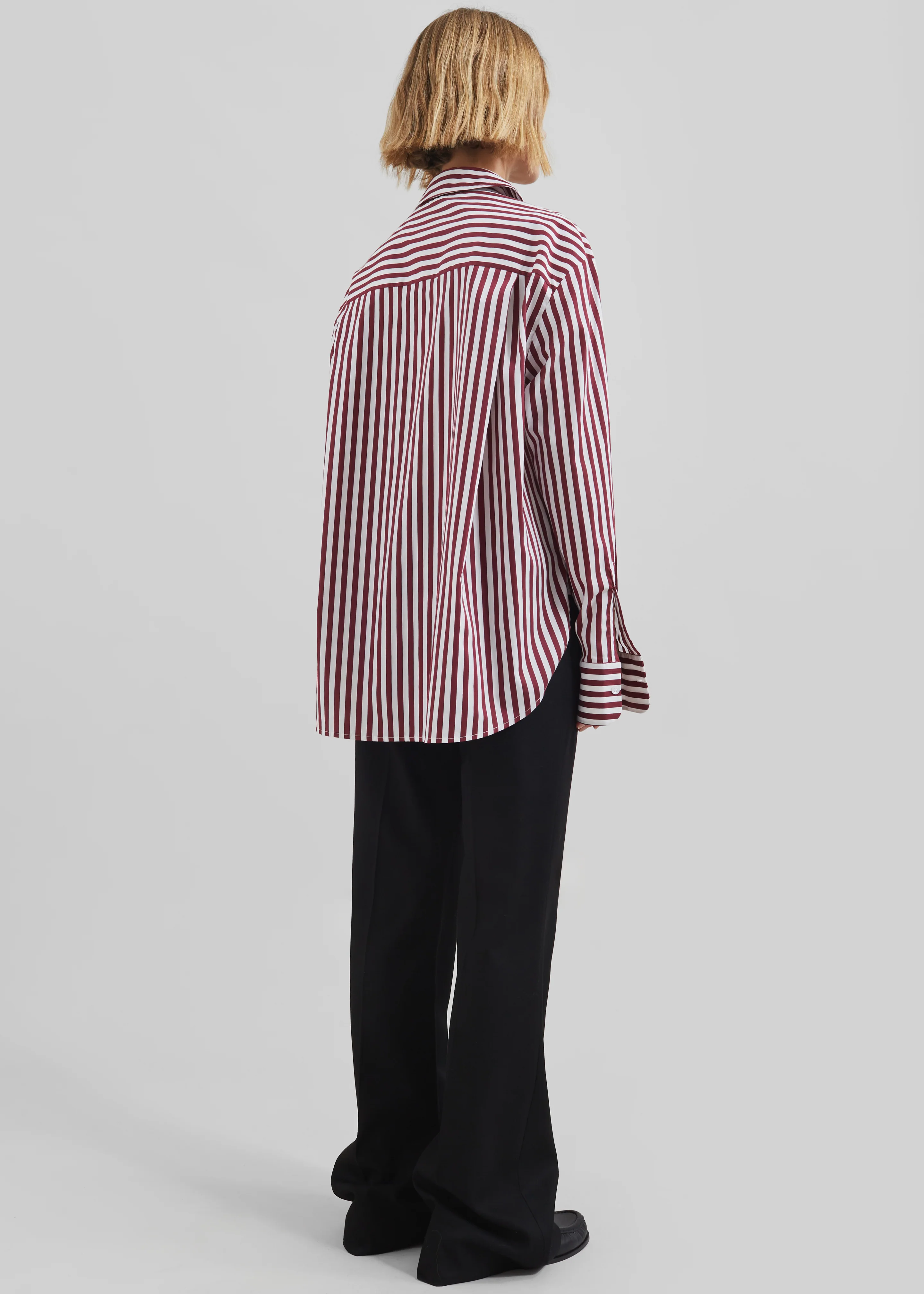 Peri Striped Poplin Shirt - Burgundy/White - Image 13