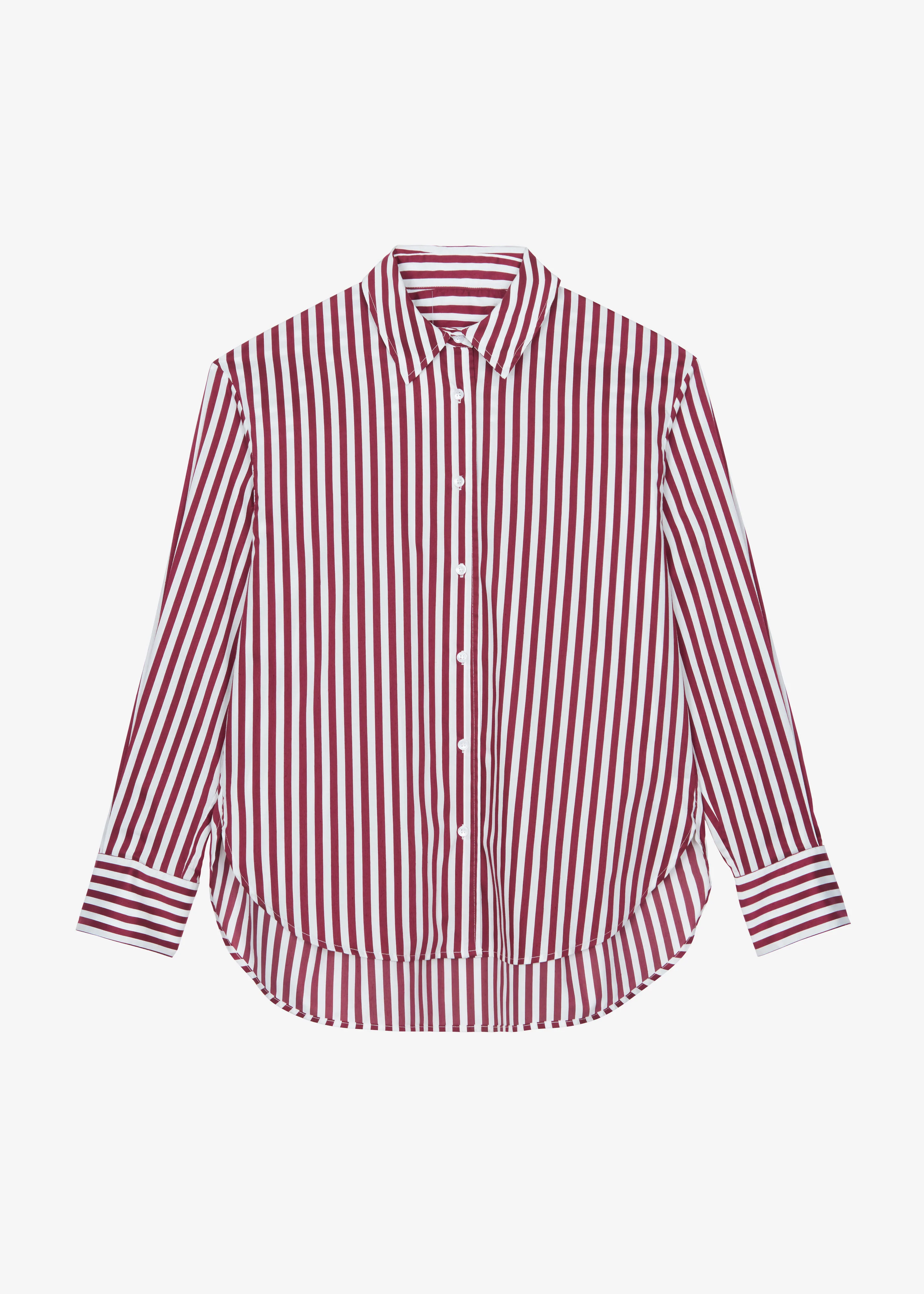 Peri Striped Poplin Shirt - Burgundy/White - Image 14