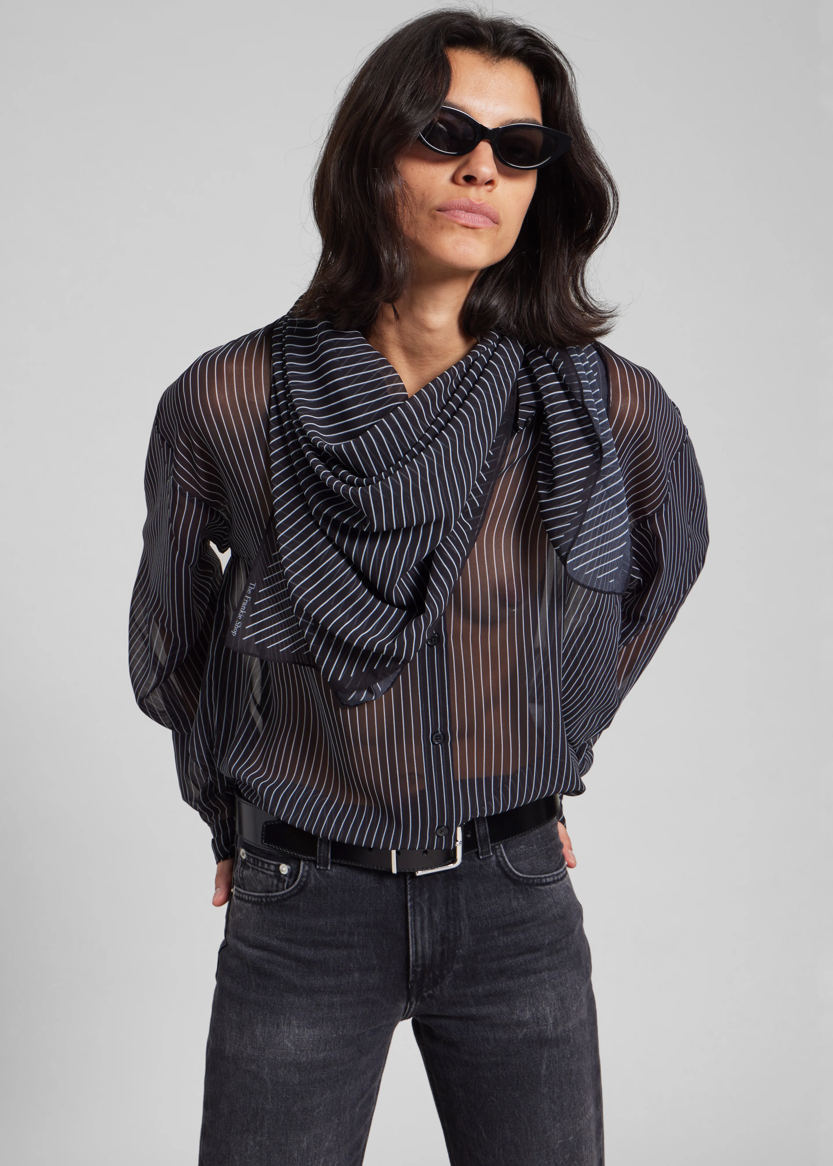 Peri Striped Shirt - Black/White Stripe - Image 8