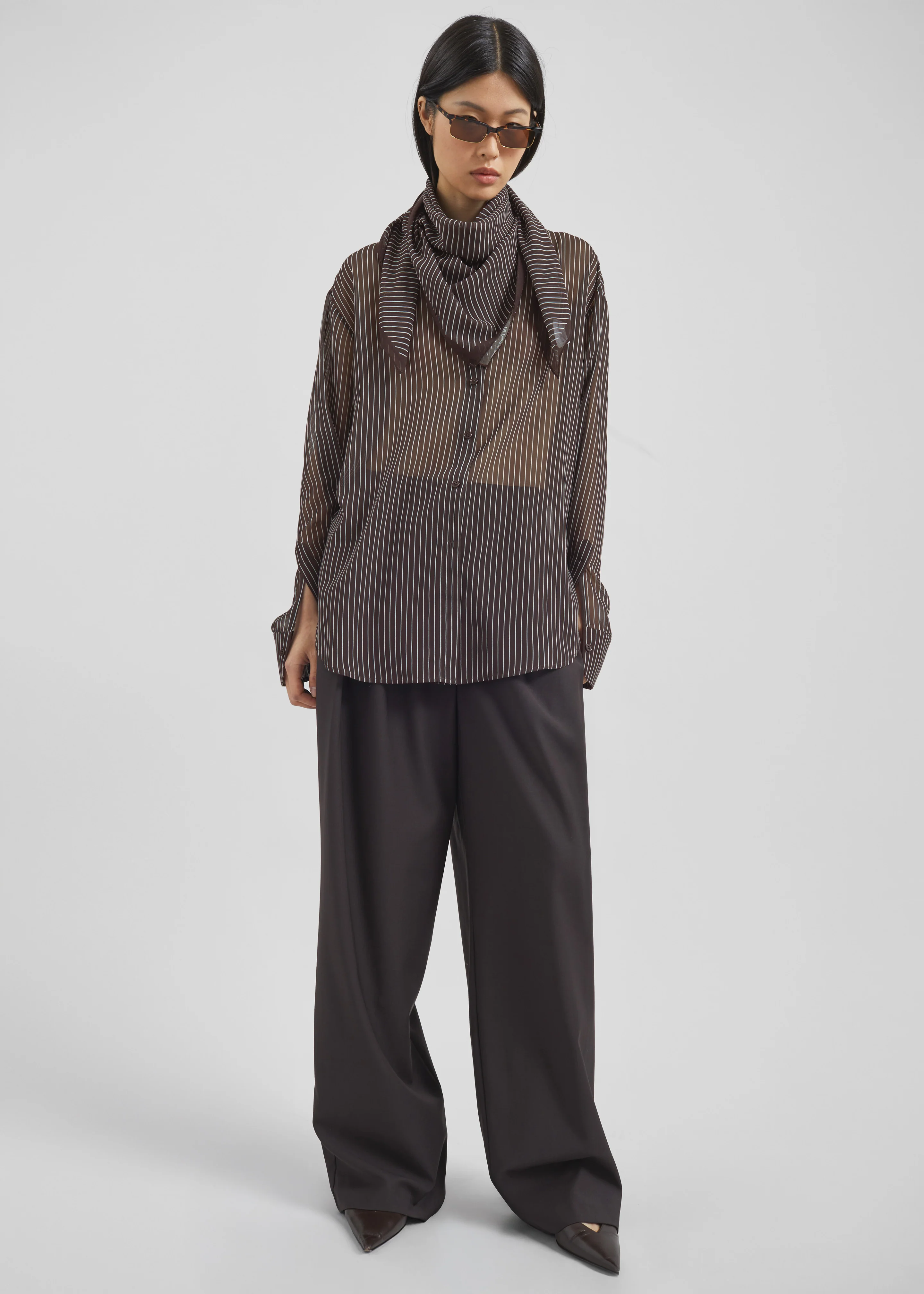 Peri Striped Shirt - Brown/White Stripe - Image 6