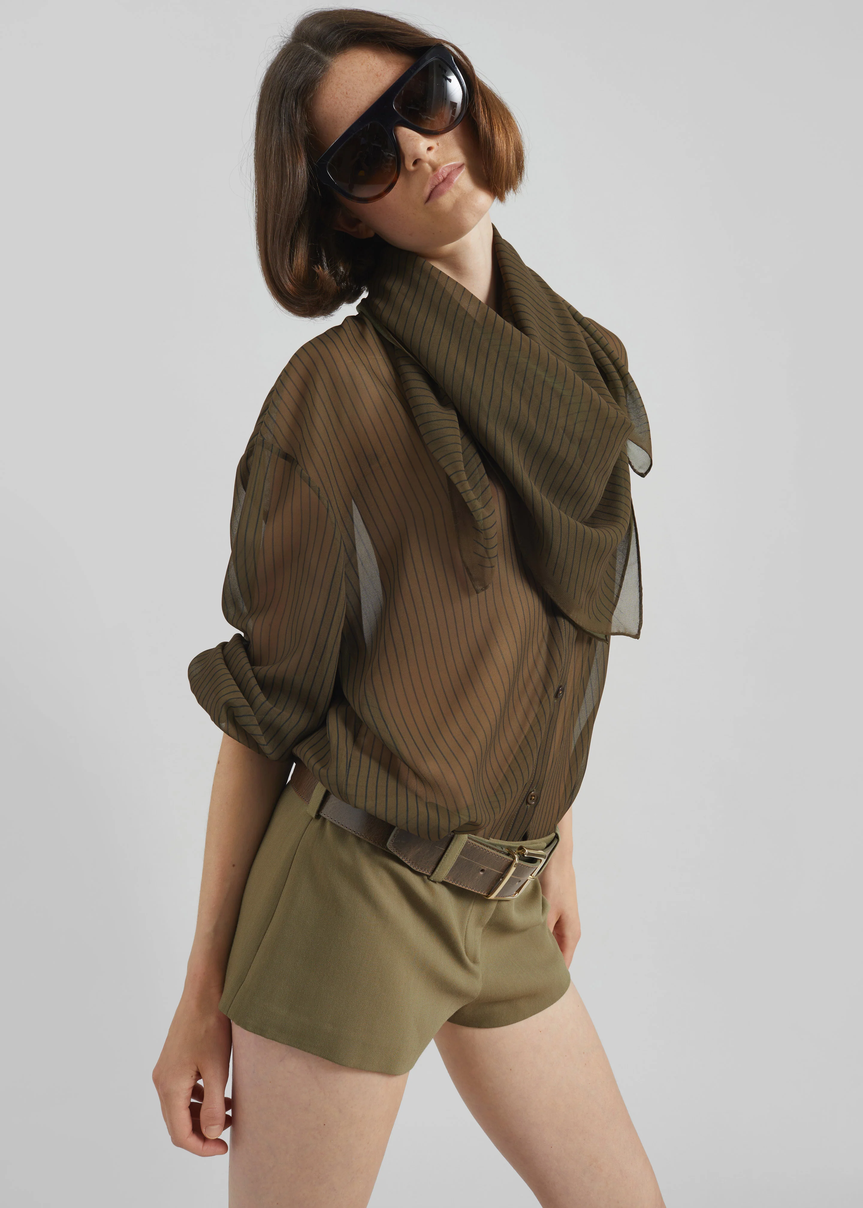 Peri Striped Shirt - Olive/Black Stripe - Image 10