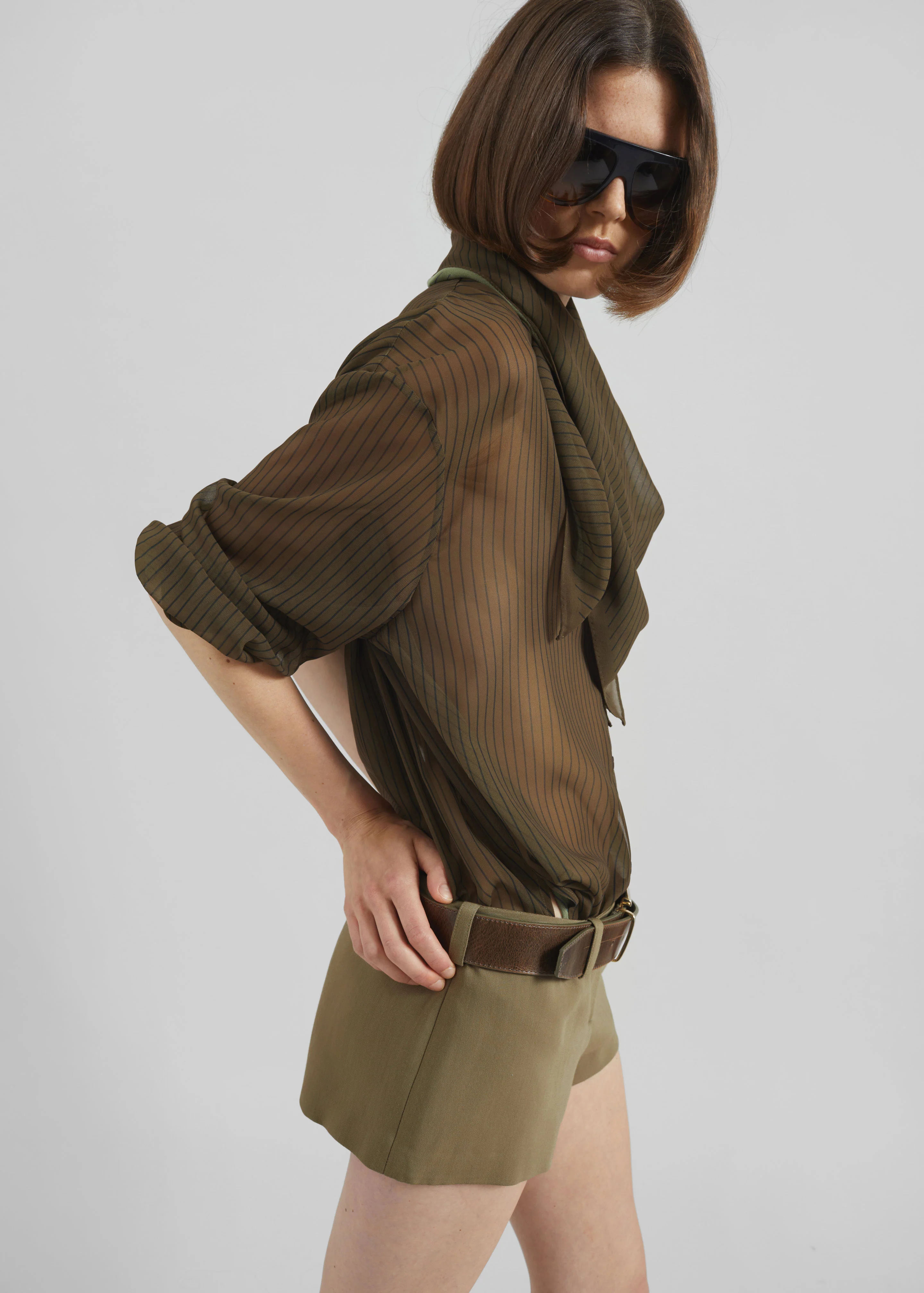 Peri Striped Shirt - Olive/Black Stripe - Image 11