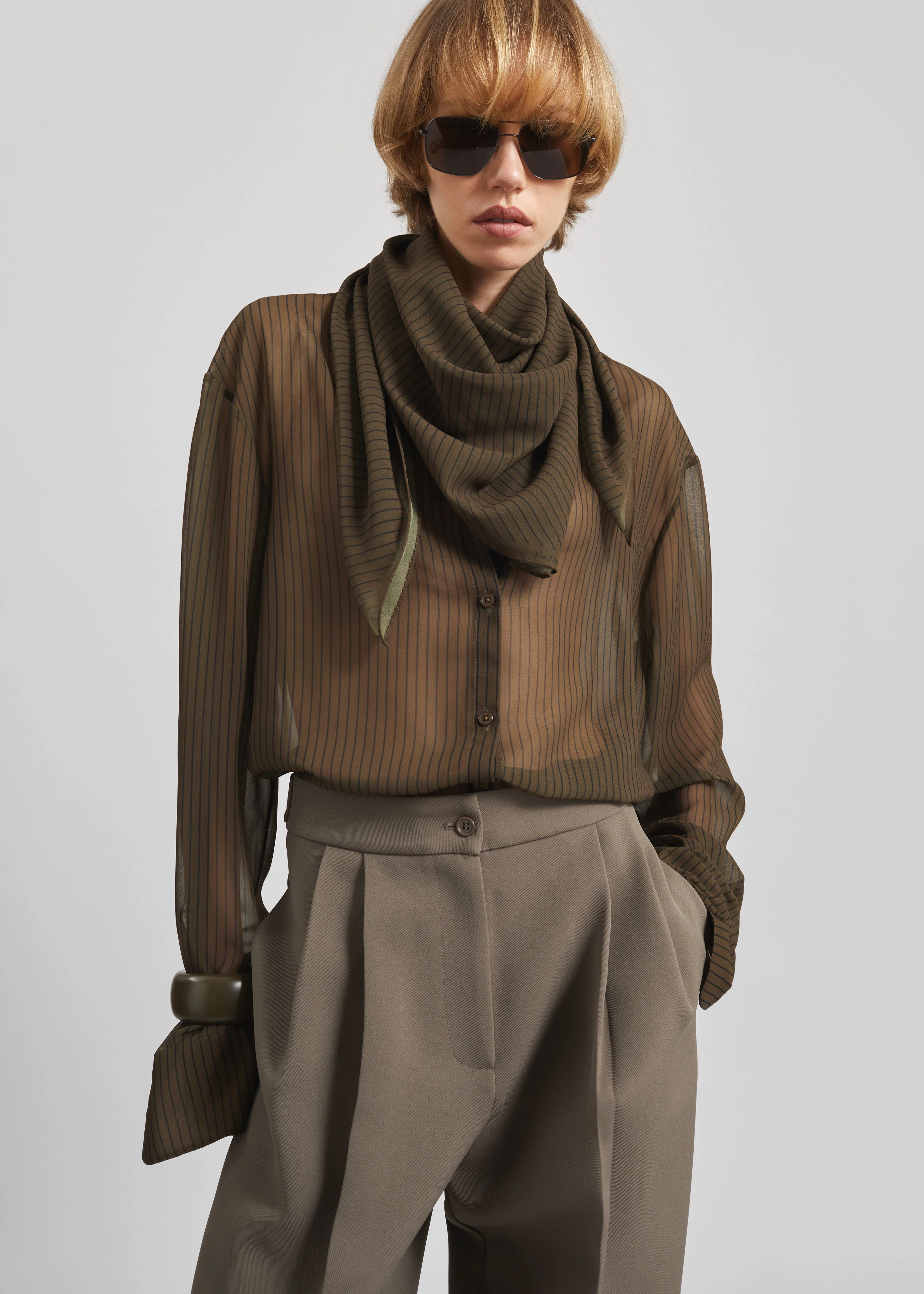 Peri Striped Shirt - Olive/Black Stripe - Image 12
