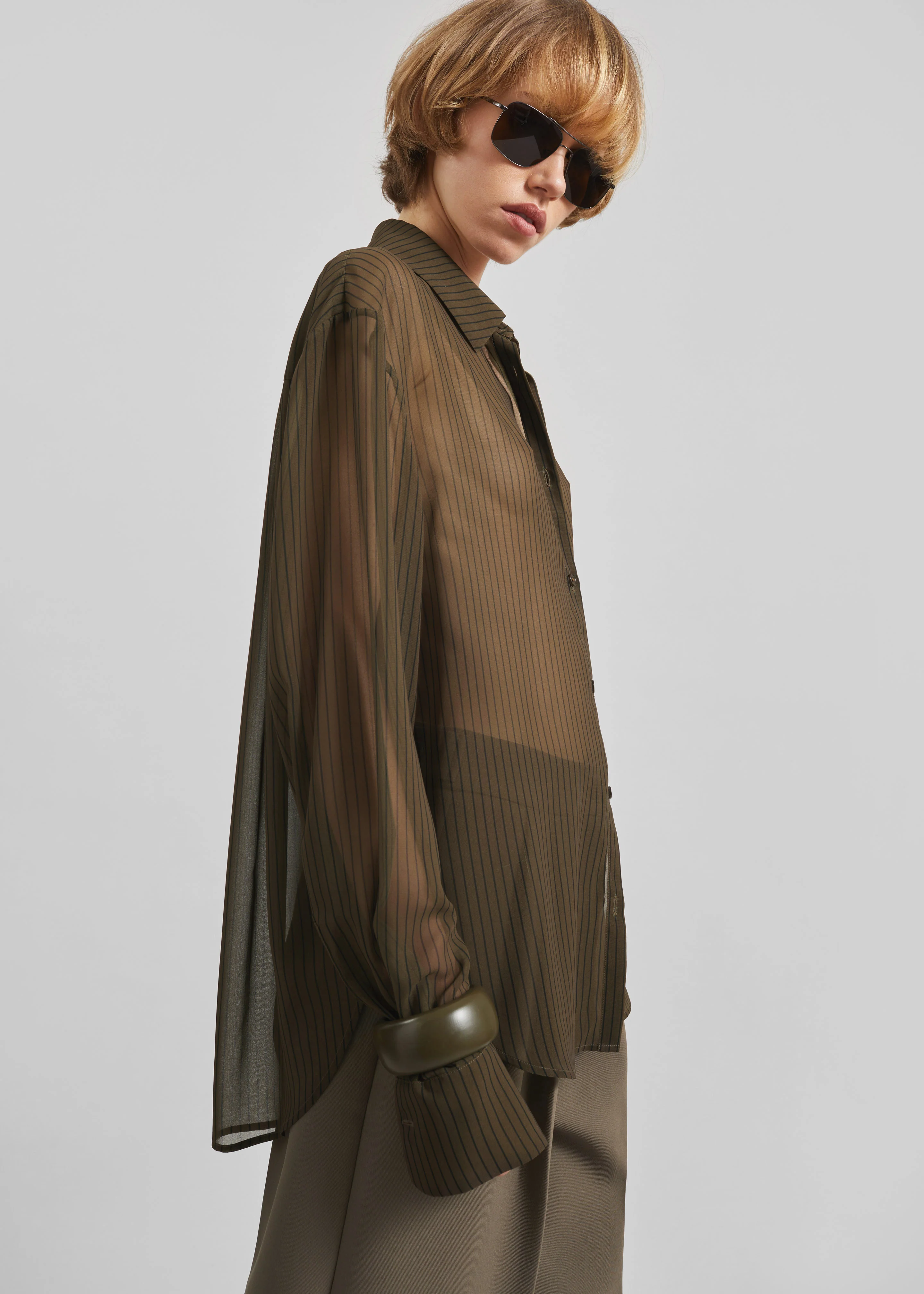 Peri Striped Shirt - Olive/Black Stripe - Image 13