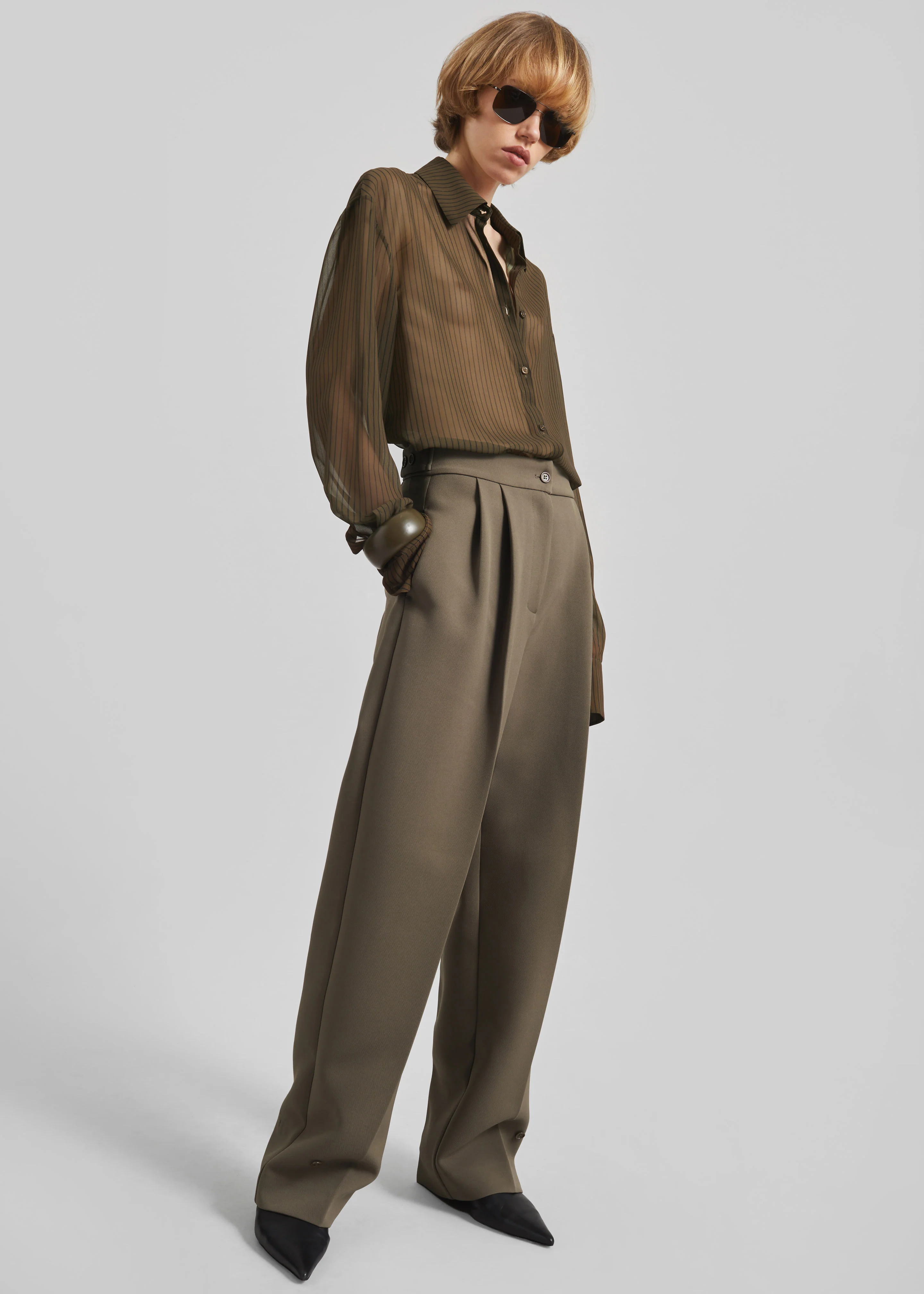 Peri Striped Shirt - Olive/Black Stripe - Image 7