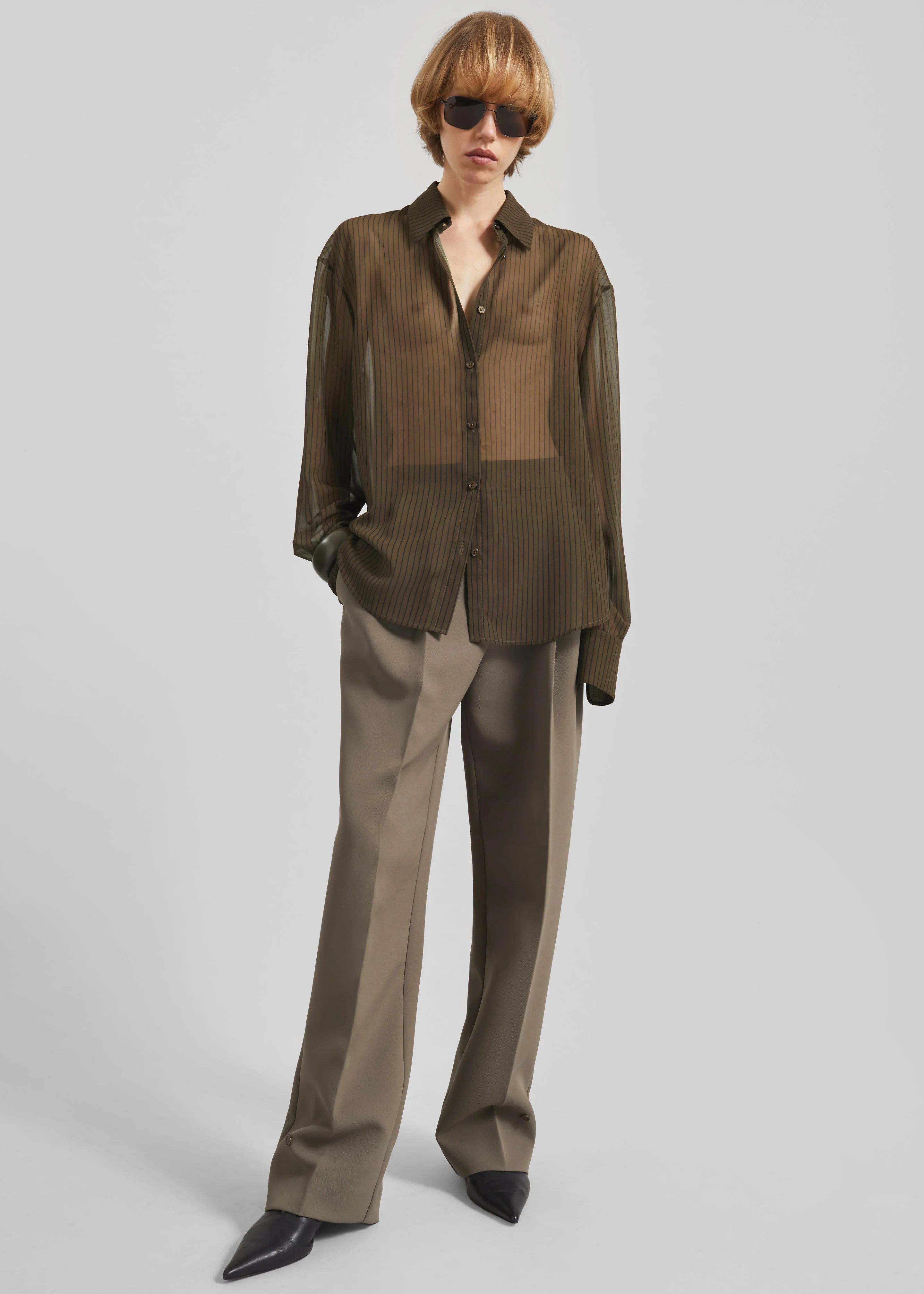 Peri Striped Shirt - Olive/Black Stripe - Image 9