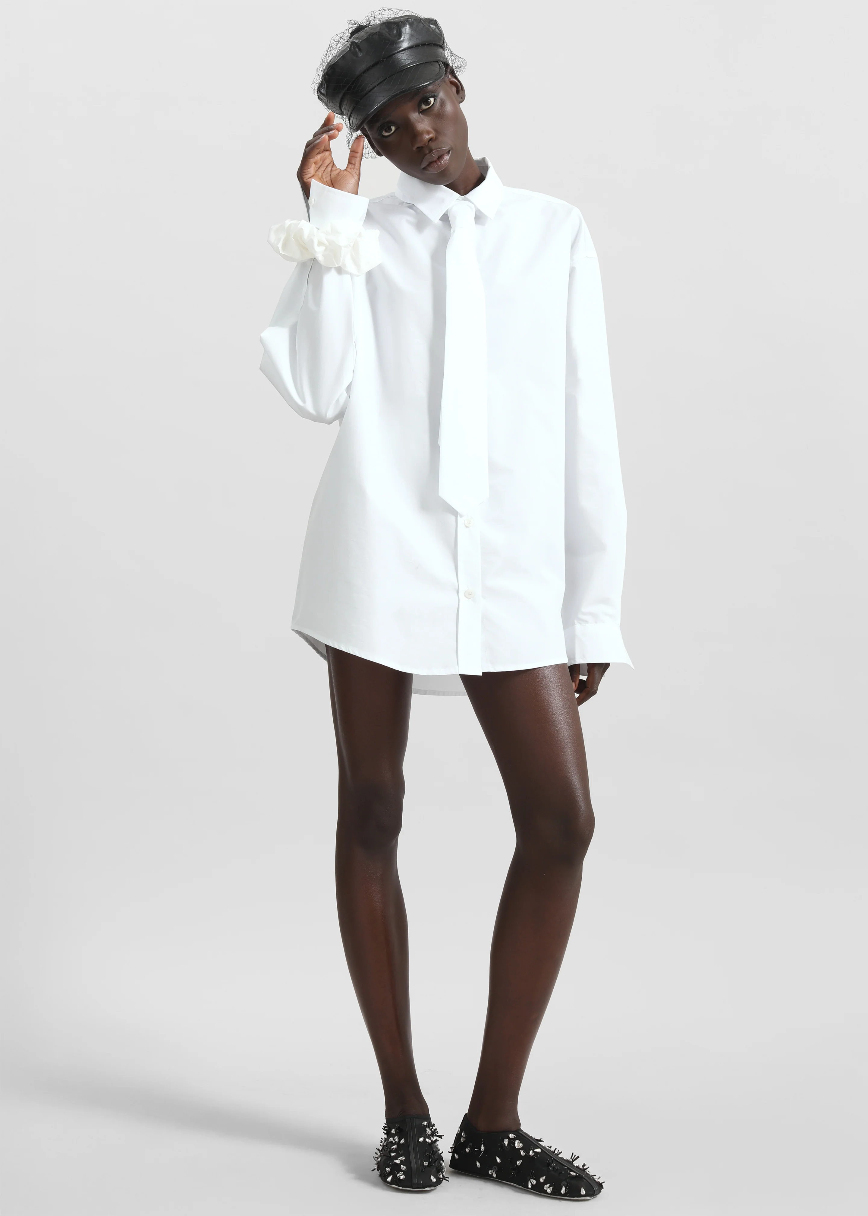Perna Tie Neck Shirt - White - Image 3