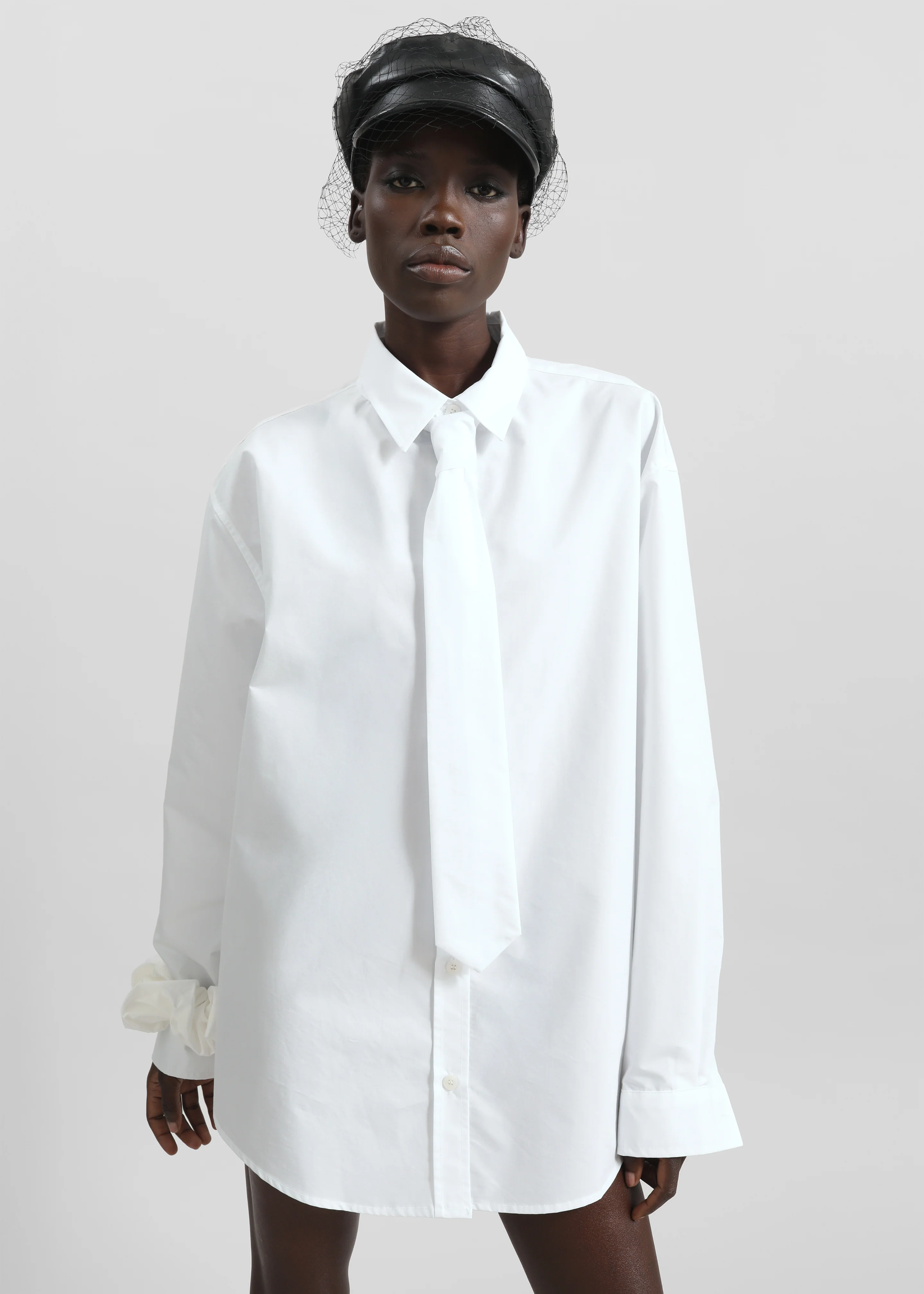 Perna Tie Neck Shirt - White - Image 4