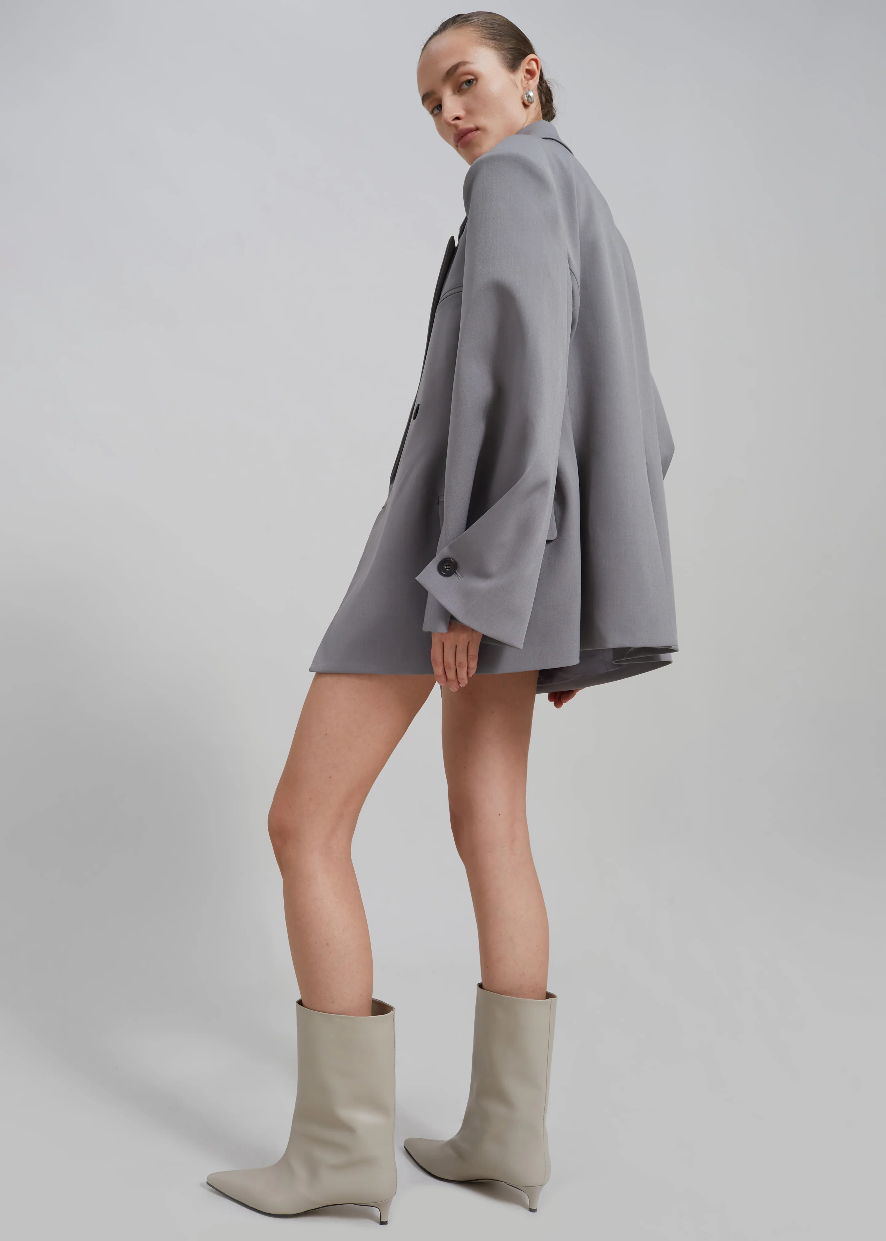 Pia Boxy Blazer - Grey - Image 2