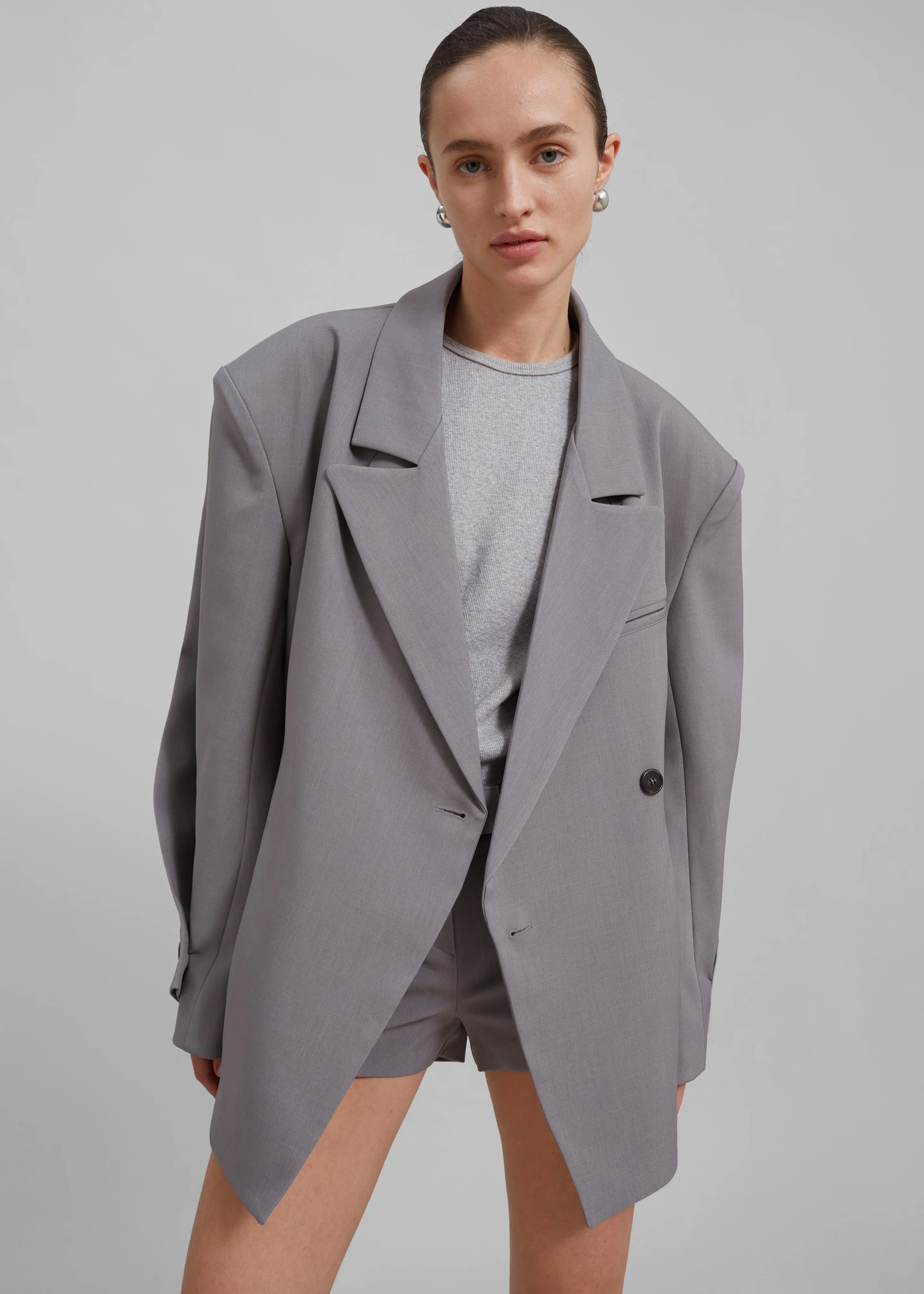 Pia Boxy Blazer - Grey - Image 4