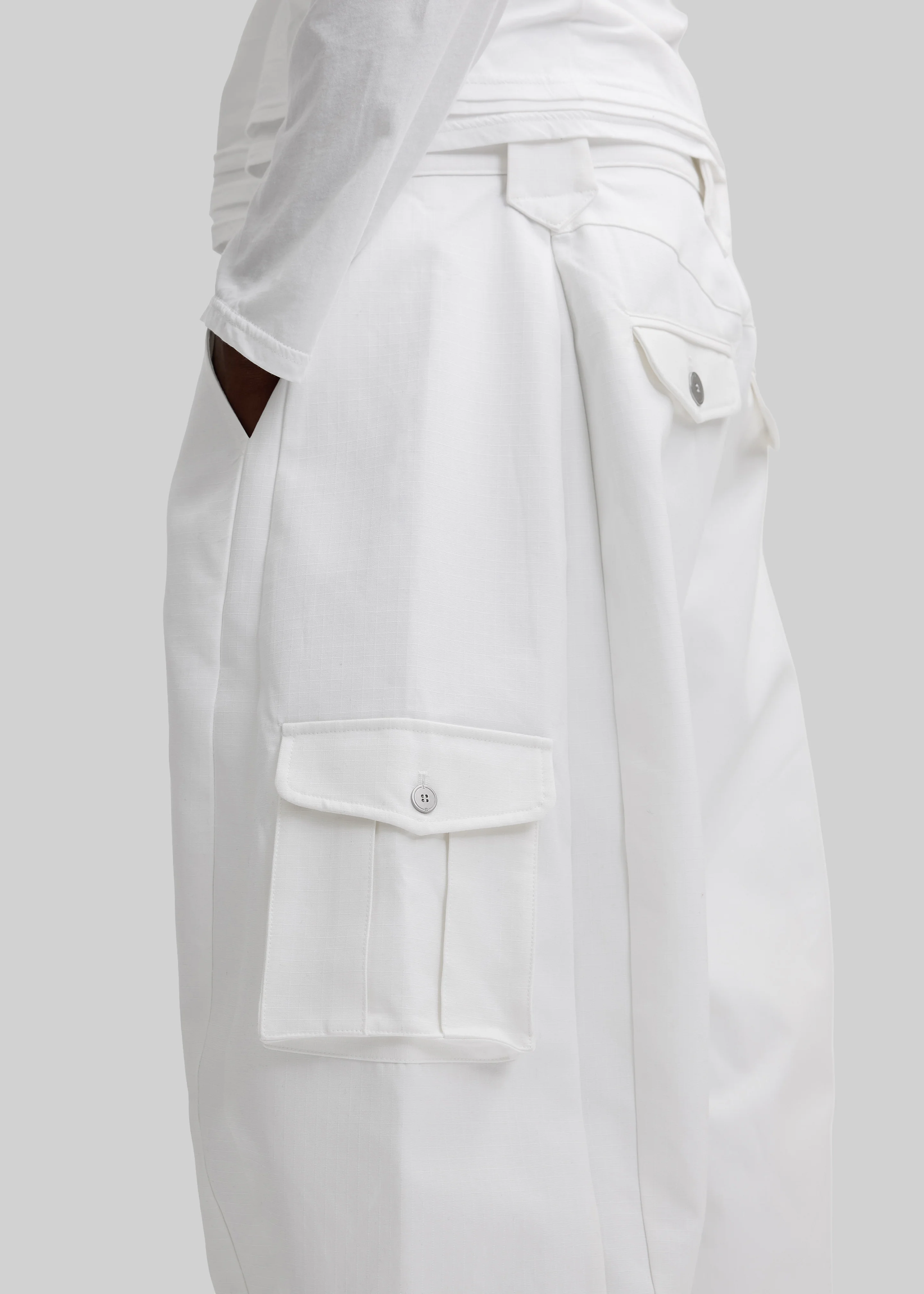 Pieces Uniques Le Cargo Pants Emin - White Wash - Image 4
