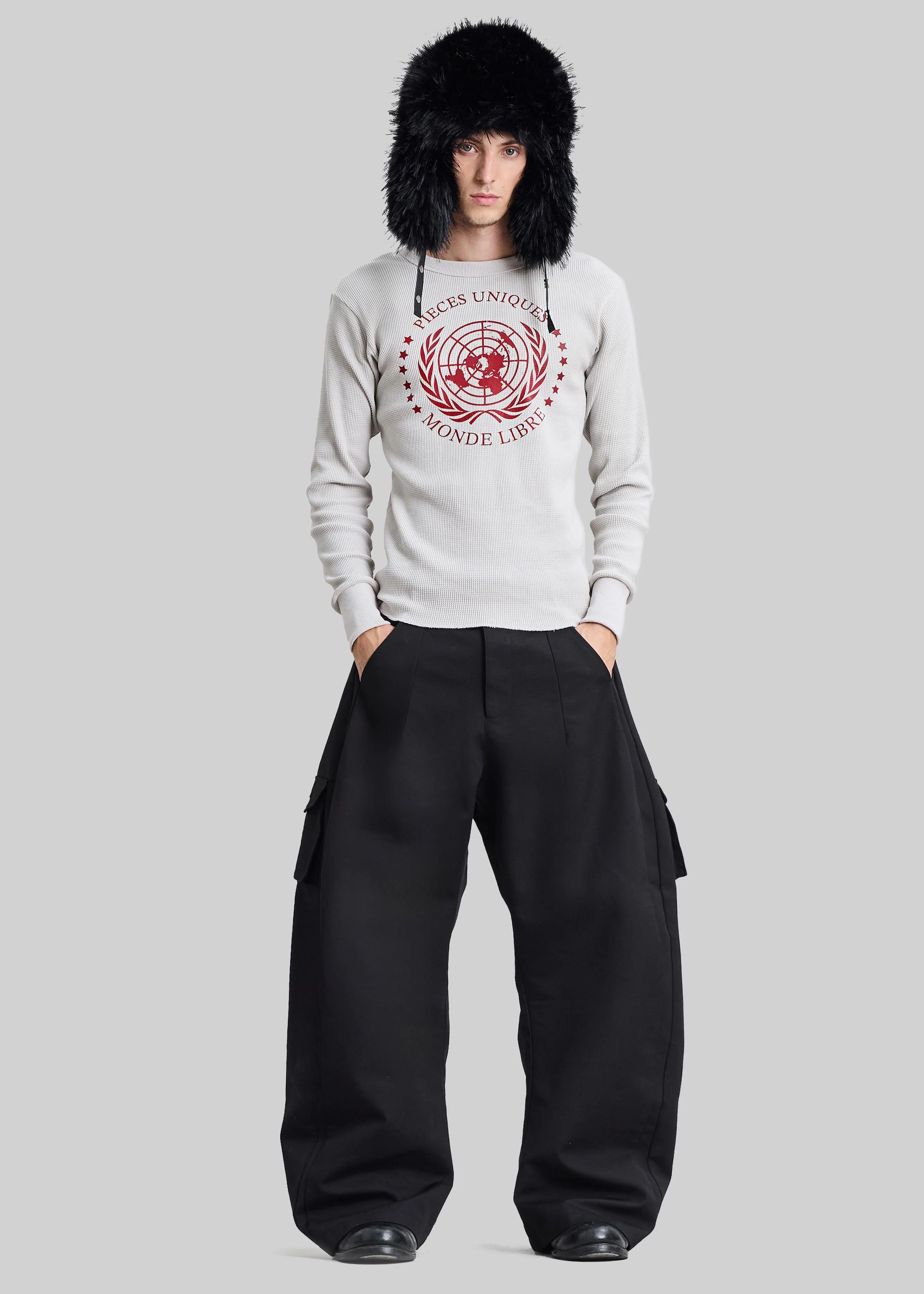 Pieces Uniques Monde Libre Thermal T-Shirt - Grey - Image 3