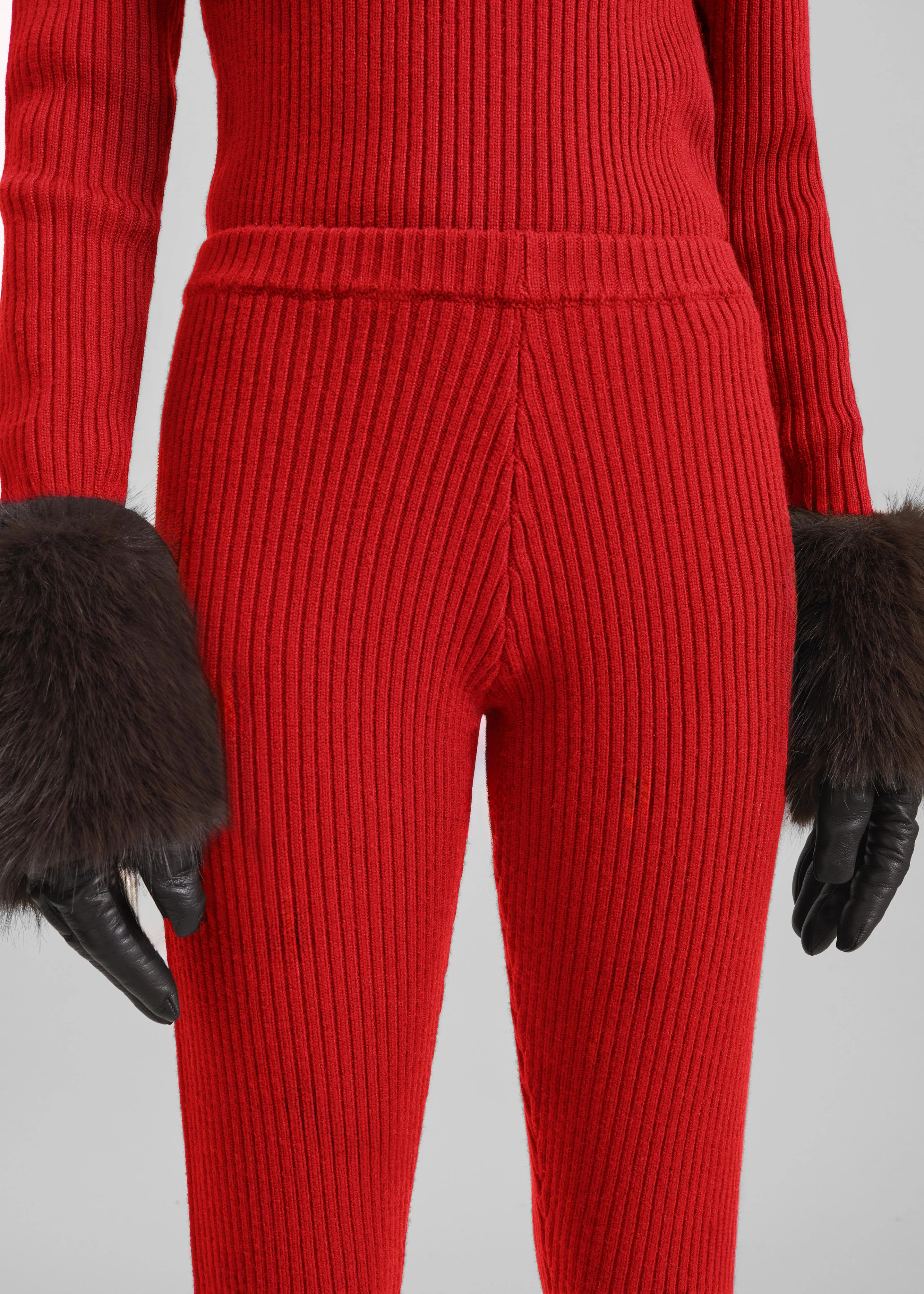 Piuma Knit Stirrup Leggings - Red - Image 5